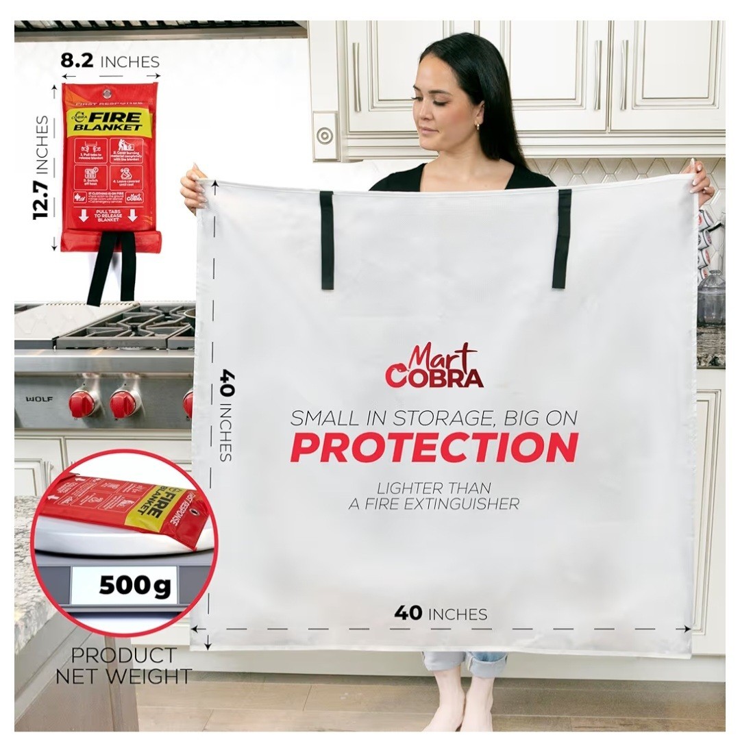 Mart Cobra Emergency Fire Blanket-1 Pk.-40″x40″-Suppression Shield-NEW