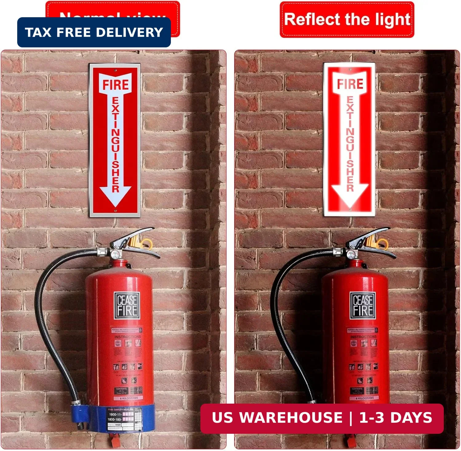 Tondiamo 4 Pack Fire Extinguisher Sign 4 x 12 Inch Fire Rust Aluminum Signs Lami