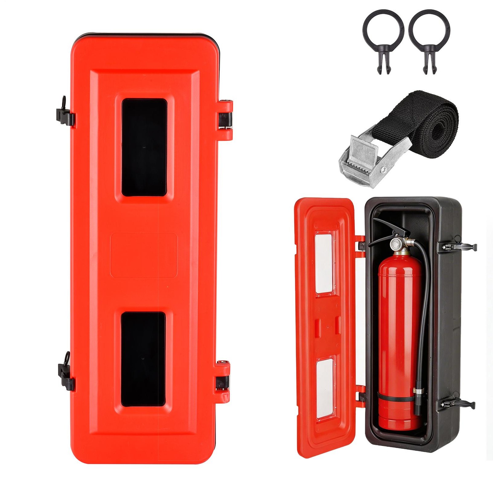 20 lb. Fire Extinguisher Cabinet Indoor Outdoor Red Surface Mount