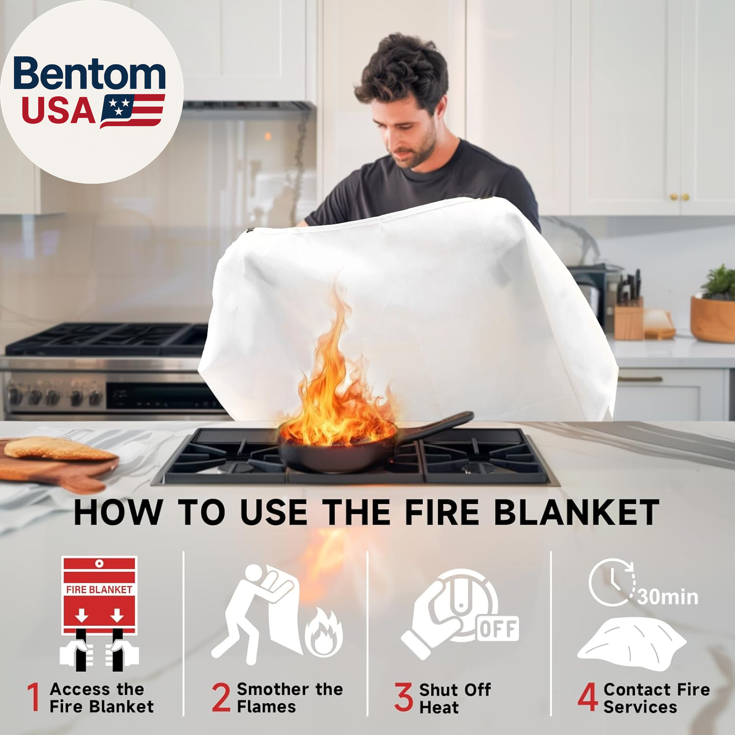 Fire Blanket Emergency for Home Kitchen – 40″X40″ Fireproof Safety Protection Fi