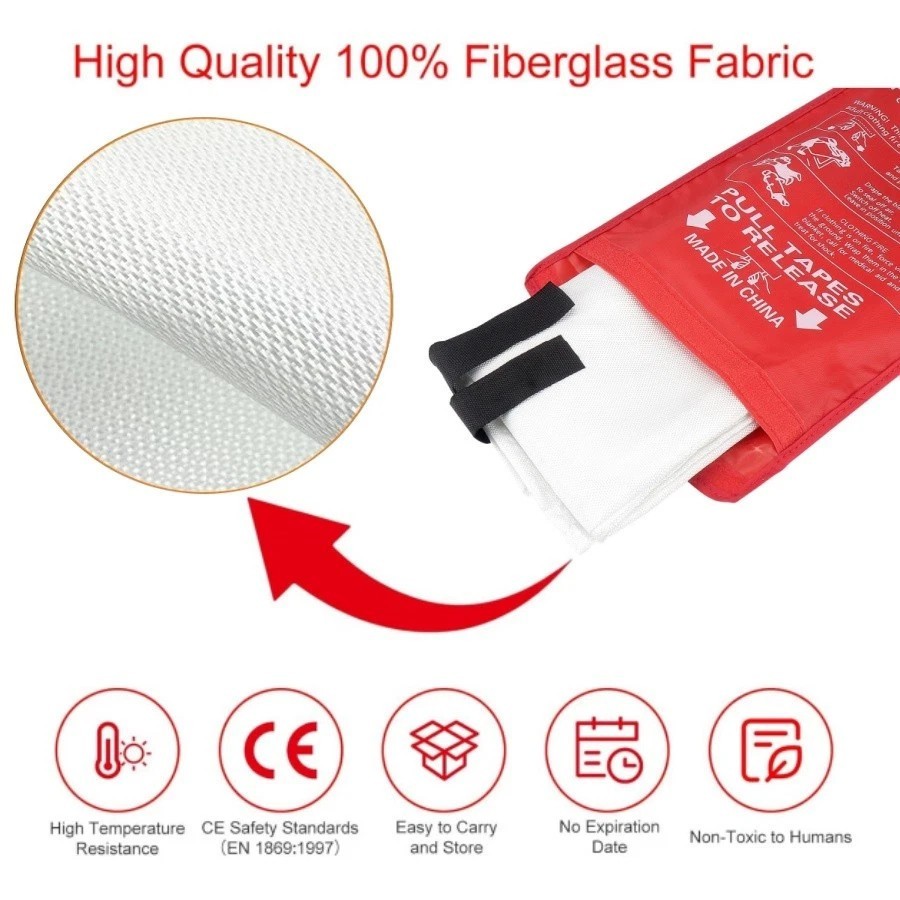 Large Fire Blanket Fireproof For Home Kitchen Office Caravan Emergency 39”X39”