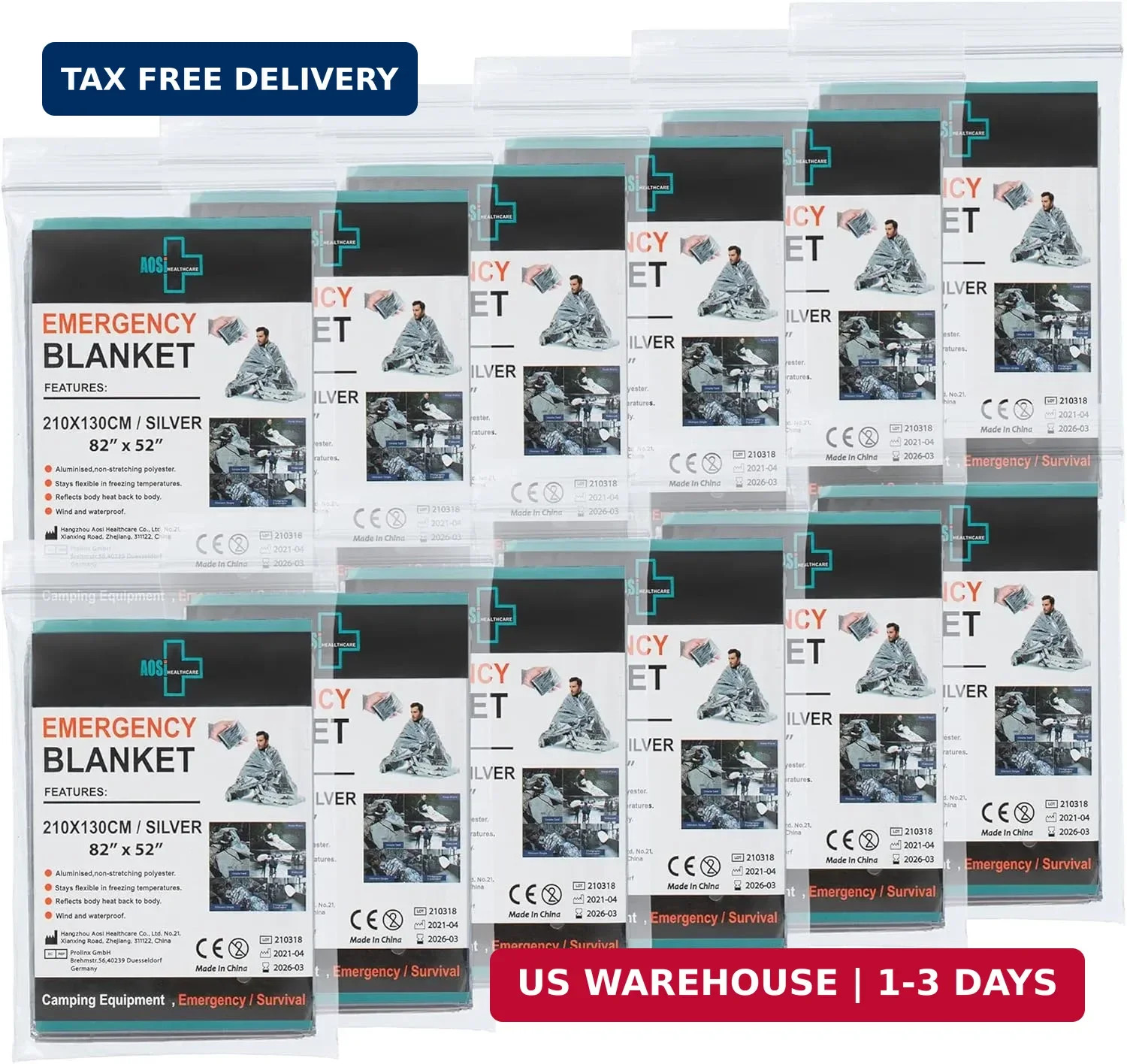 General Medi Emergency Blanket (12-Pack),Emergency Silver Foil Blanket- Perfect