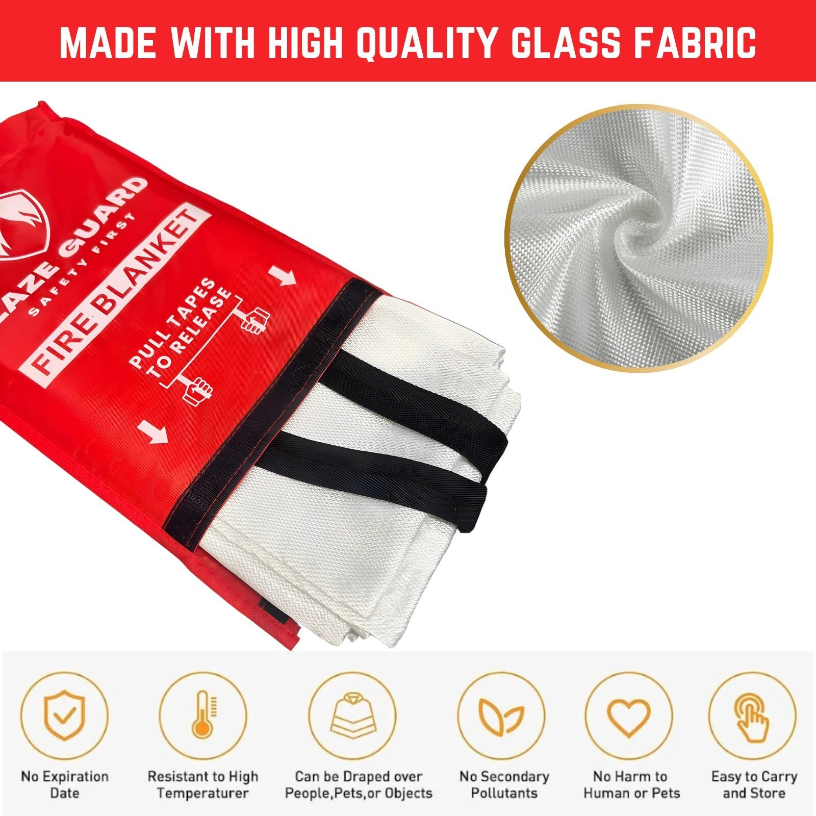 Fire Blanket 100% Fiberglass Blaze Guard Hero Home Prepared – Emergency Safety