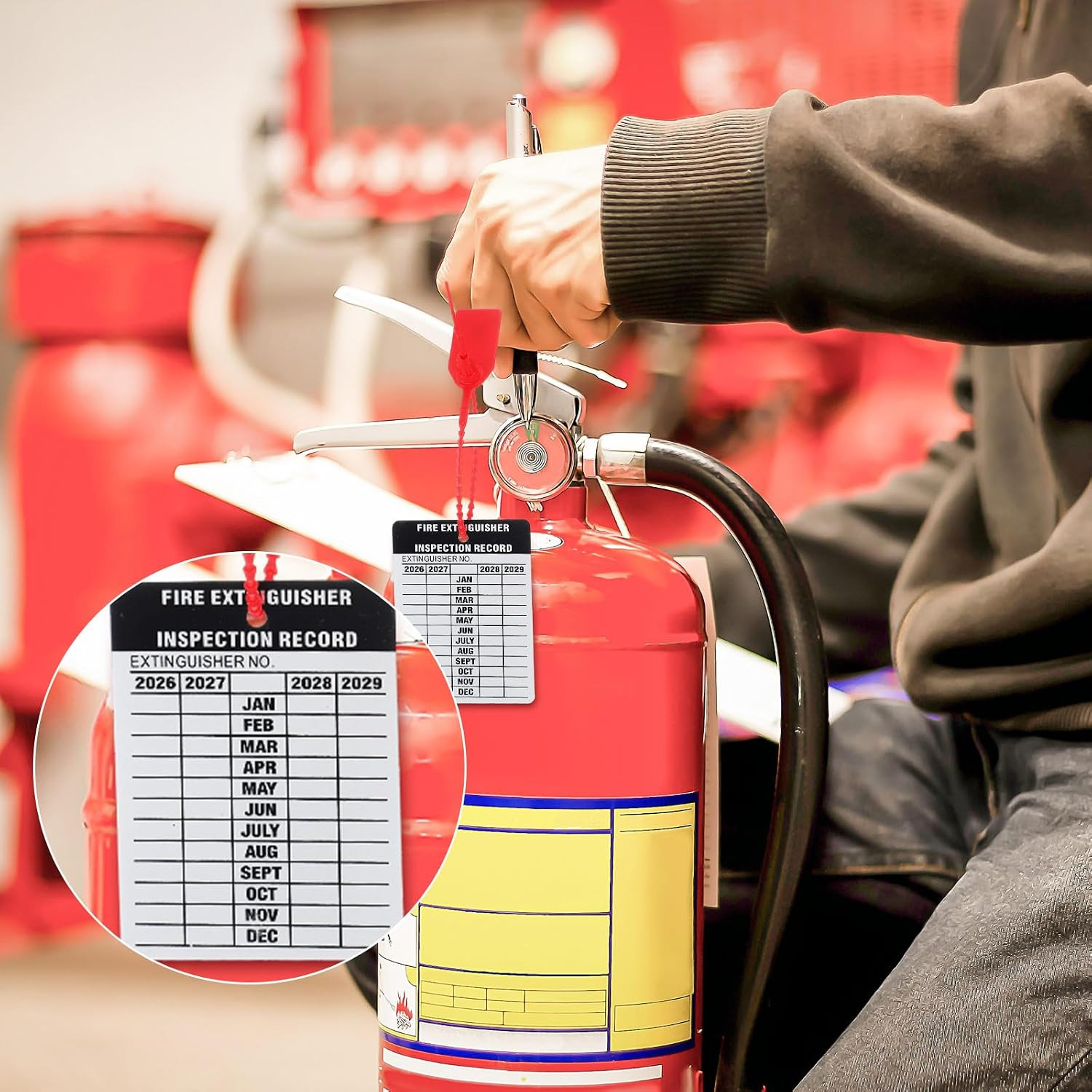 100 Set Fire Extinguisher Tag Bulk 2026-2029 Monthly Aluminum Metal Fire Extingu