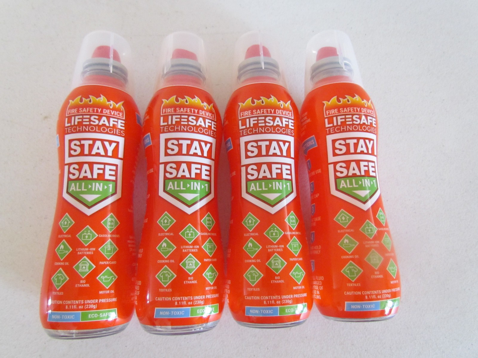 4 Pack LifeSafe StaySafe All-in-1 Fire Extinguisher Spray – Home Car Garage