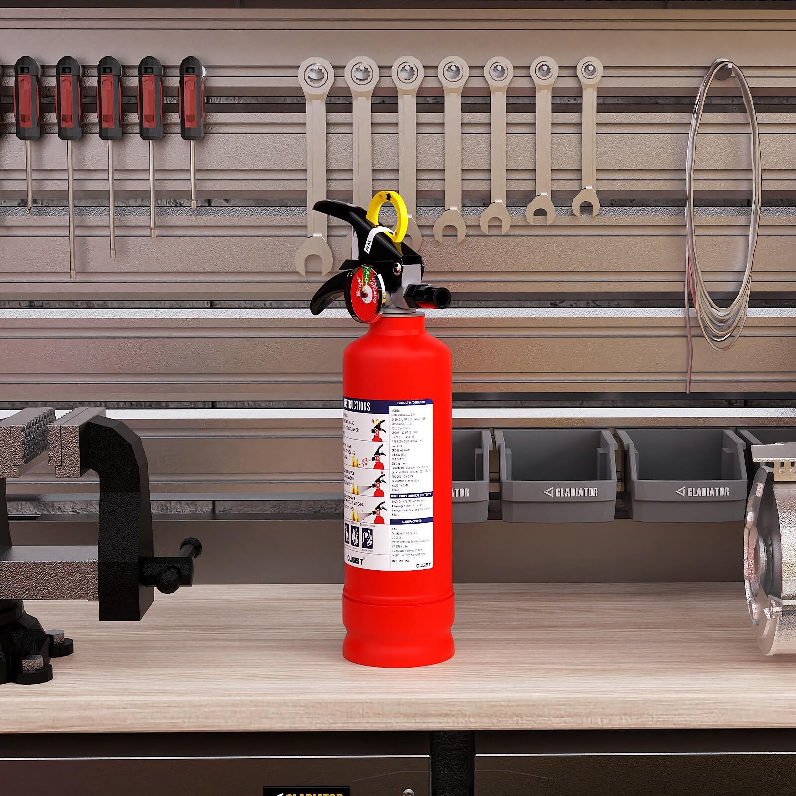 Ougist ABC Dry Powder Fire Extinguisher, 2.5 lb – 1-A:10-B:C Rated, Fire Extingu