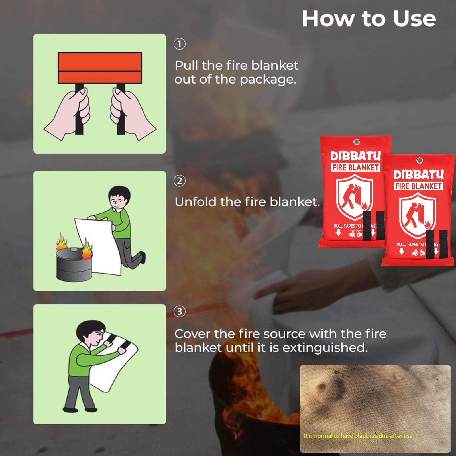 DIBBATU Fire Blanket for Home and Kitchen, Fire Blankets Emergency for Home, …
