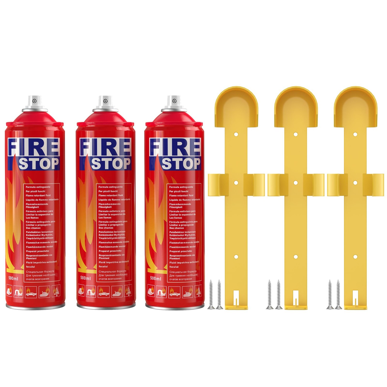 3-Pack ABC/K Fire Extinguisher w/Mounts for Home Car Kitchen Camping