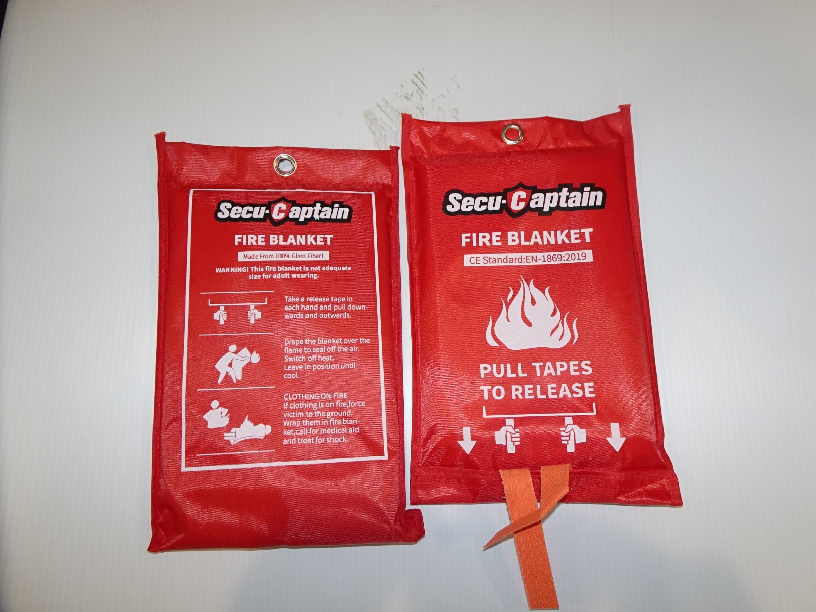 Secu-Captain Fire Blanket CE Standard :EN-1869-2019 Flame Suppression Set of (2)