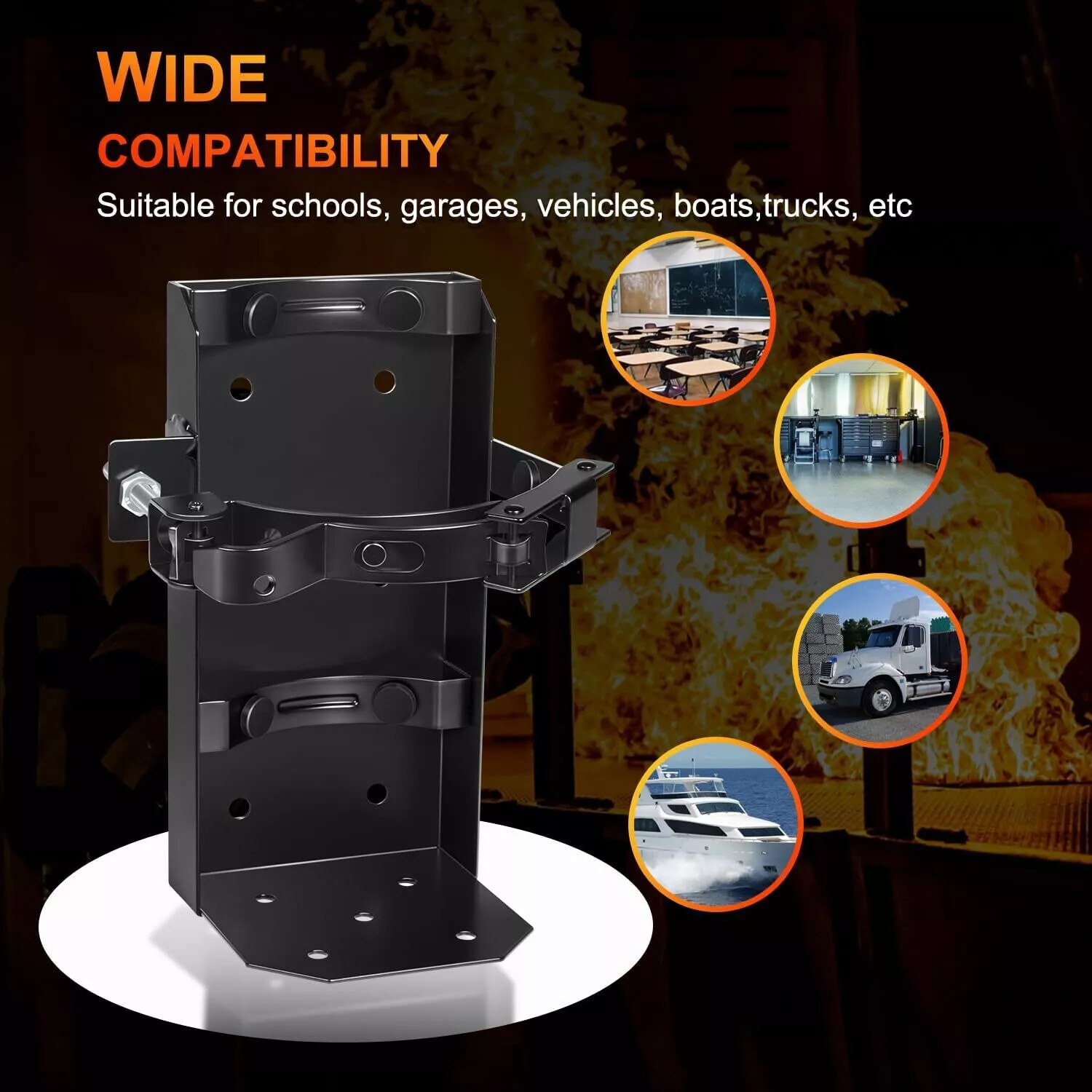 809 Heavy Duty Fire Extinguisher Vehicle Bracket Mount for 10lb Dry & 5lb Co2