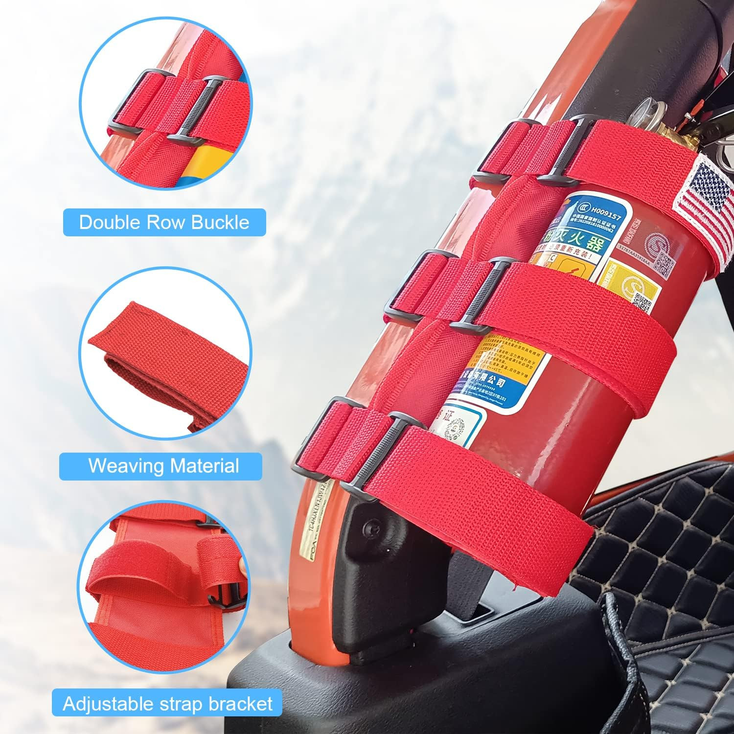 Fire Extinguisher Holder for Jeep JK JL JT, Adjustable Fire Extinguisher Mount
