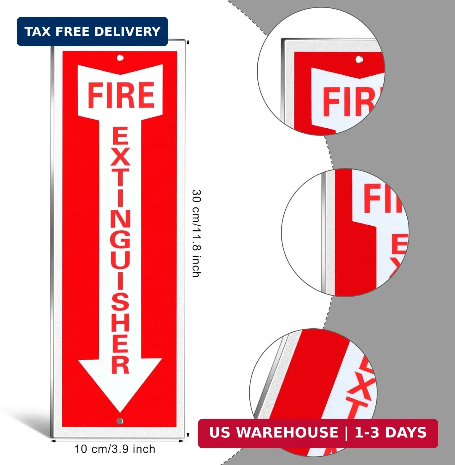 Tondiamo 4 Pack Fire Extinguisher Sign 4 x 12 Inch Fire Rust Aluminum Signs Lami