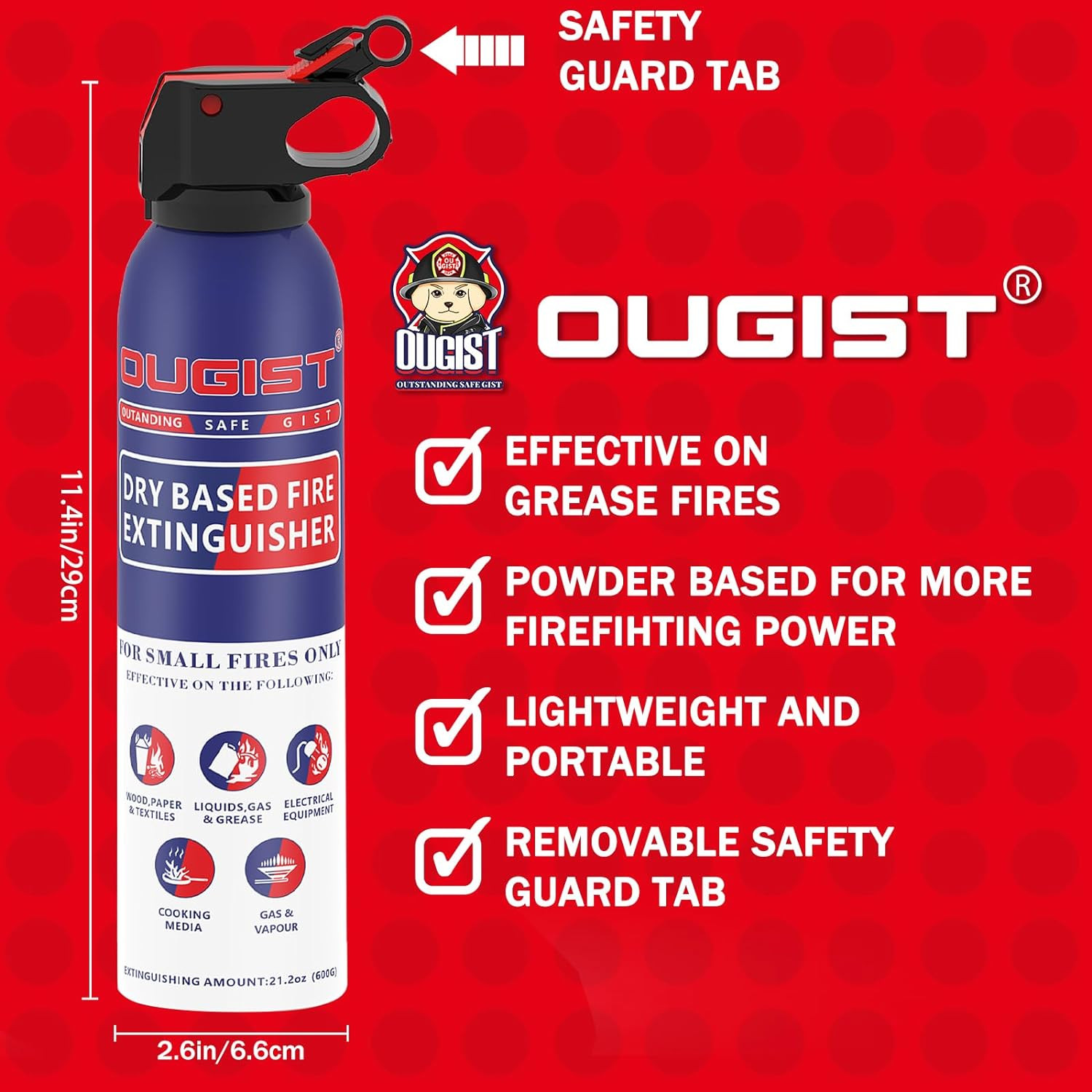 Dry Stop Fire Extinguisher Spray – 600G Quick-Acting Powder for Home, Vehicle…