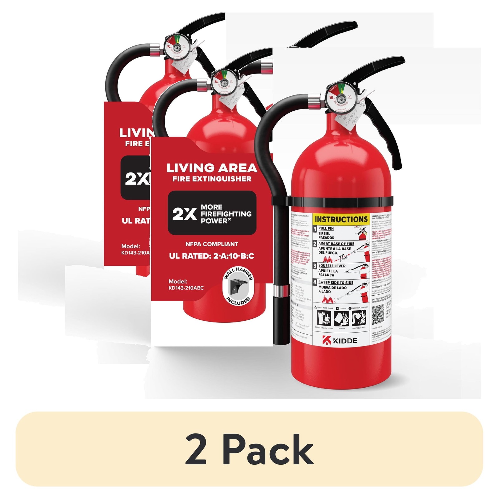 (2 Pack) Kidde Basic Residential Home Fire Extinguisher 2A10BC