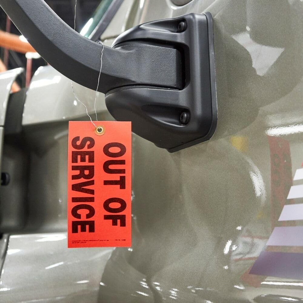 Out of Service Tags 50-pk – 6.25″ X 3.125″ Red Synthetic 12″ Wires – High