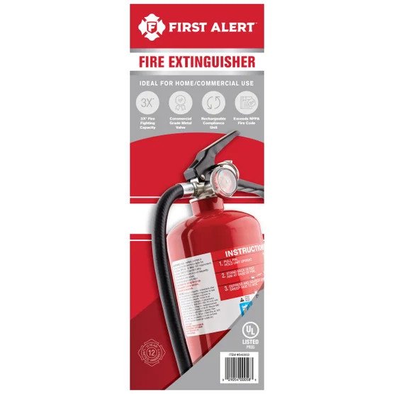 First Alert Rechargeable Heavy Duty Fire Extinguisher UL Rated 3-A:40-BC NEW