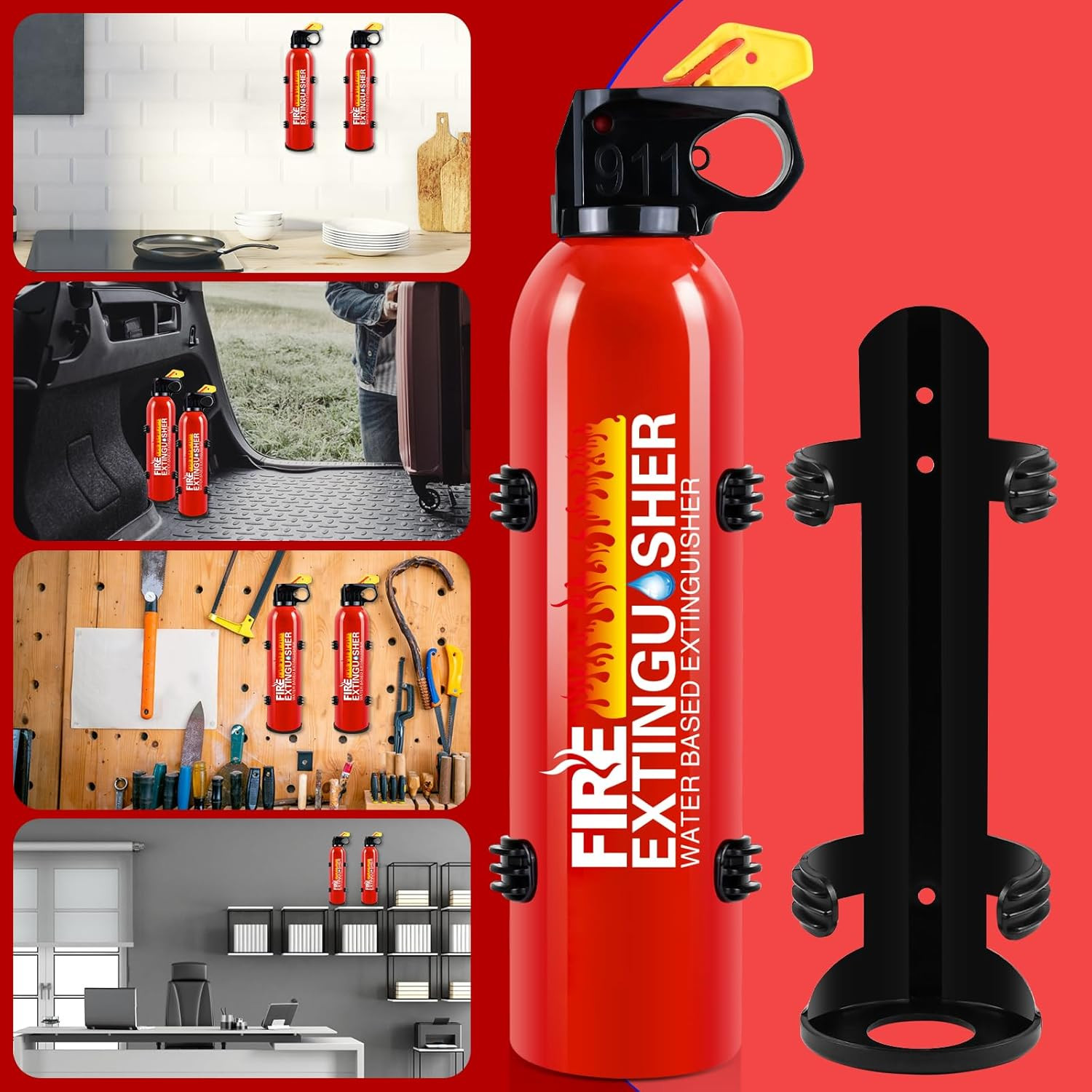 Fire Extinguisher for Home, 2 Pack Car Fire Extinguishers with Mount, 8 in 1 Por
