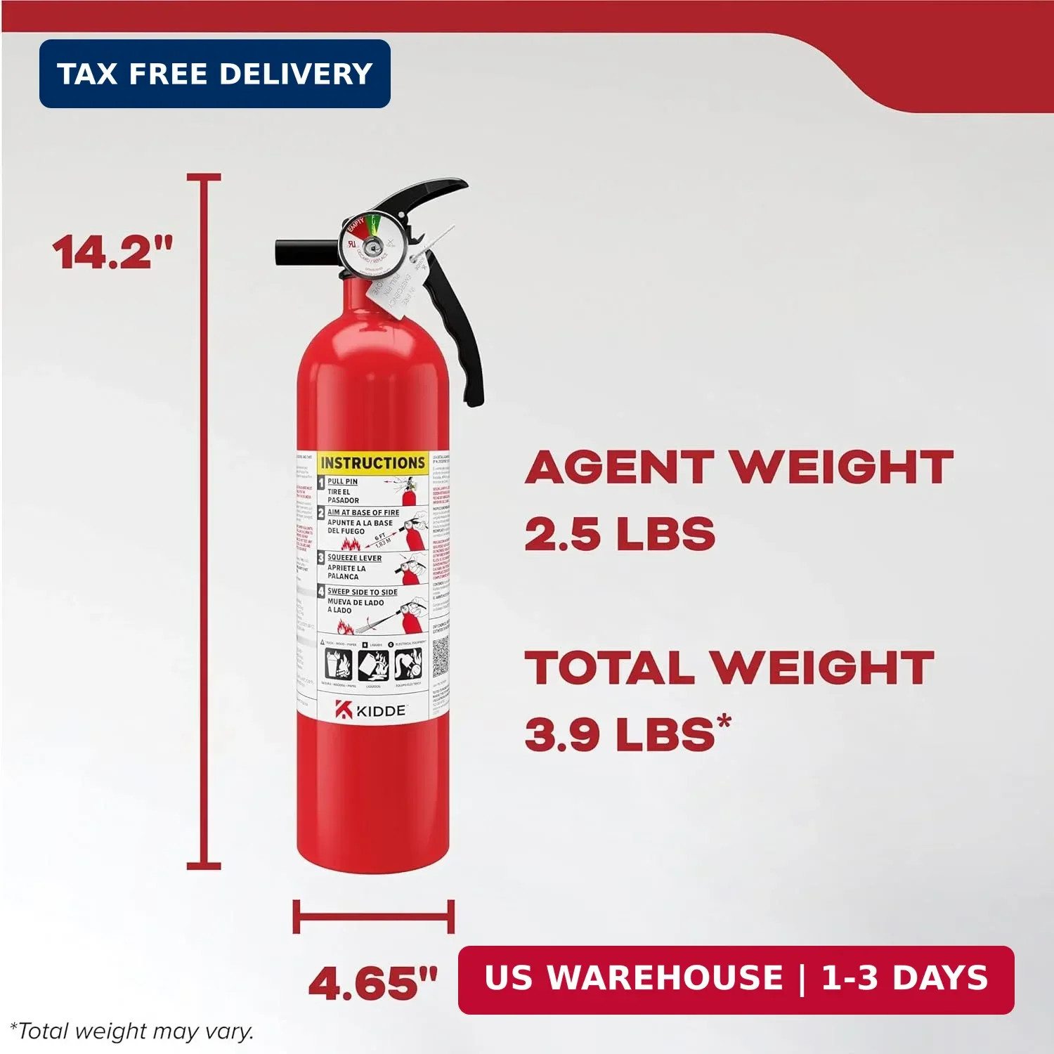 Kidde FA110G Multi Purpose Fire Extinguisher, Wall Mount, for Home/Office/Dorm/R