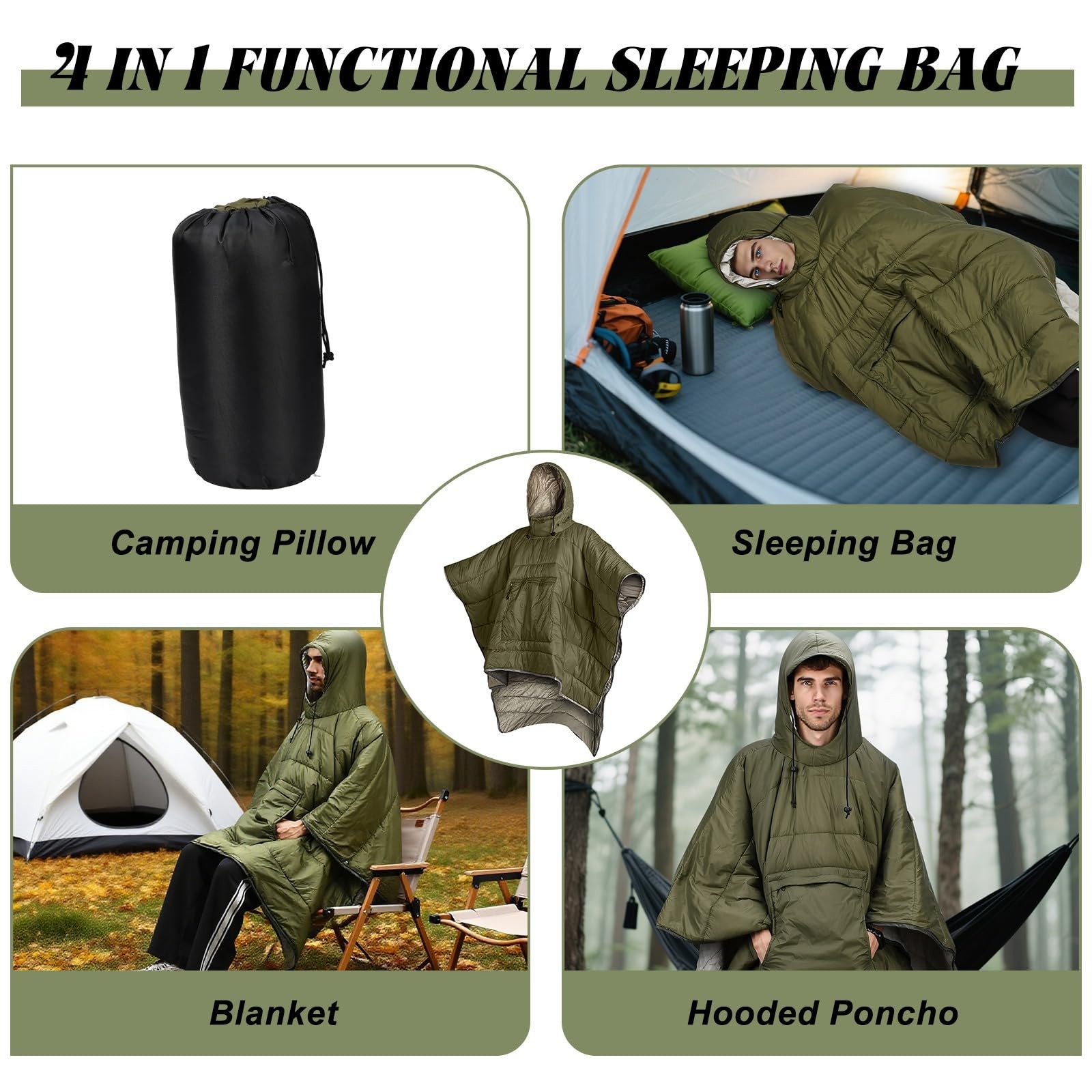 Outdoor Camping Blanket, 79” x 54” Winter Poncho Coat Warmth Small Quilt Bl…