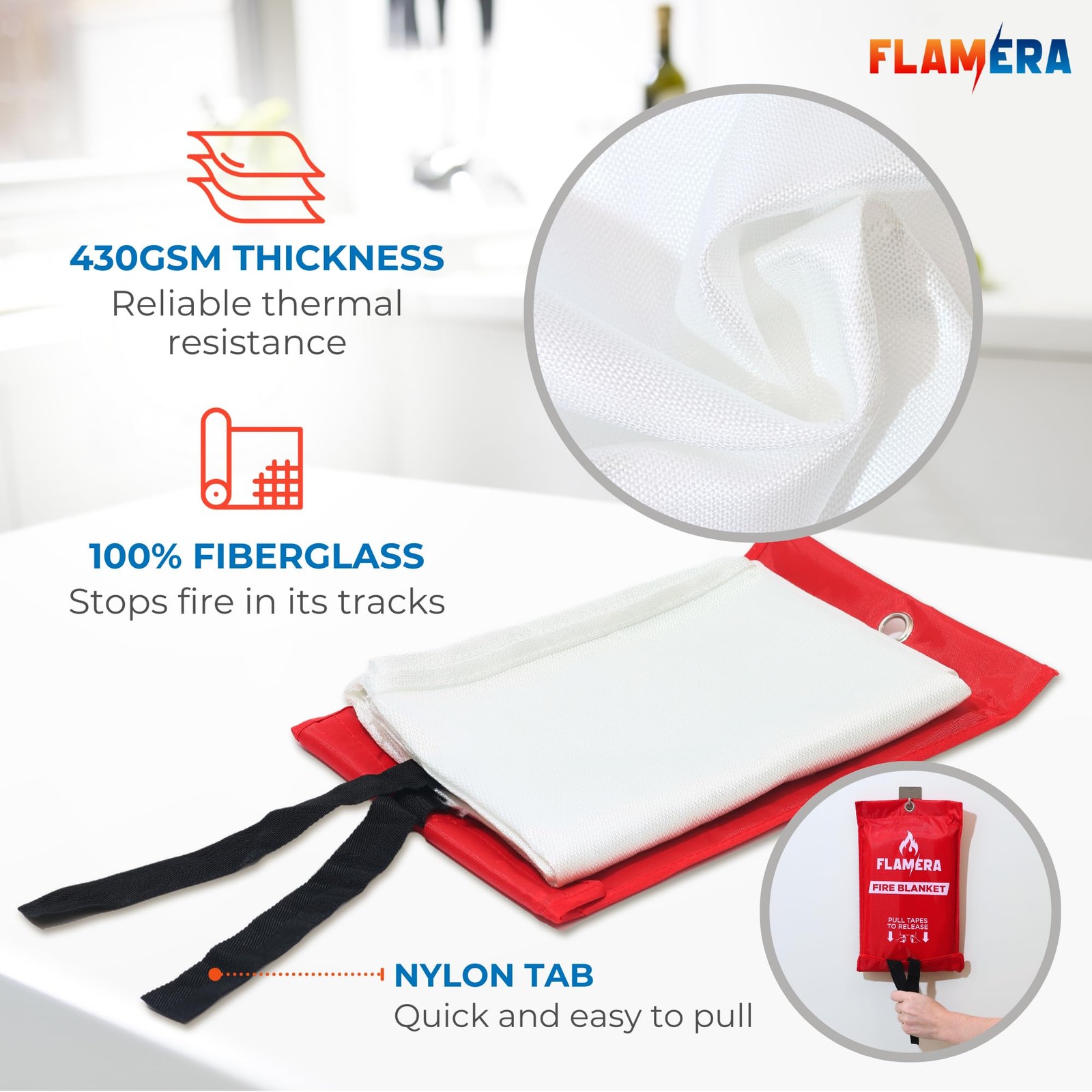 Emergency Fire Blanket for Home and Kitchen (2-Pack) Fireproof and Fire Suppr…