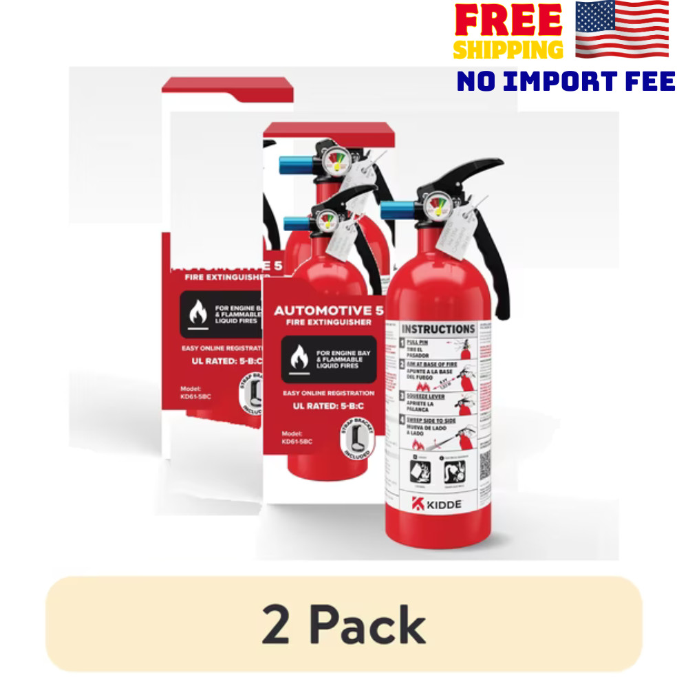 (2 pack) Kidde Fire Extinguisher for Vehicles, Single-Use, Dry Chemical, 5BC,