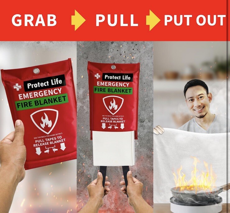 2 PACK PROTECT LIFE FIRE BLANKET, FIRE SUPPRESSION BLANKET FOR HOME FIRE RETARD