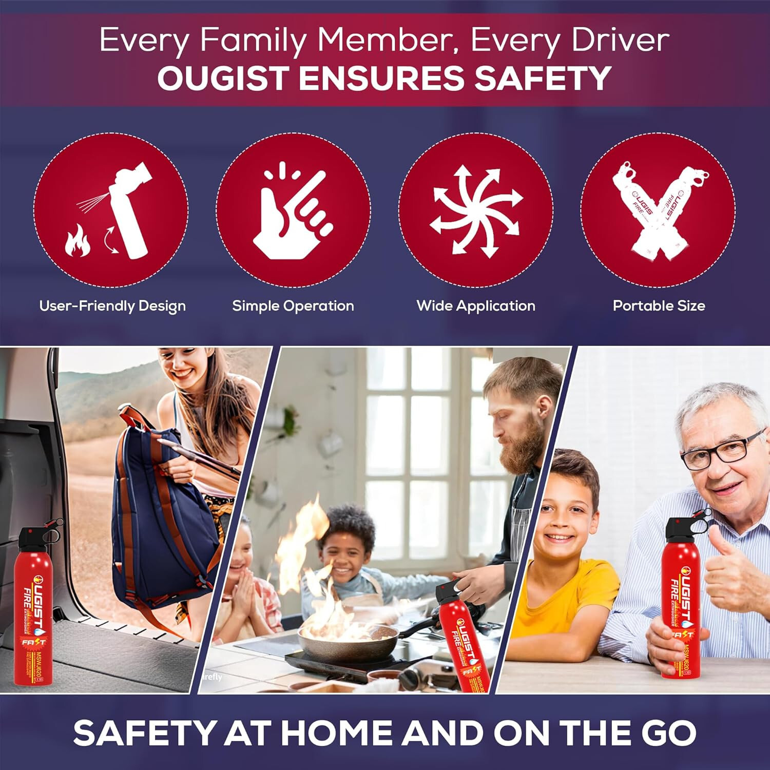 4 Pack Car Fire Extinguisher with Bracket 620ml, 4 in 1 Fire Extinguishers