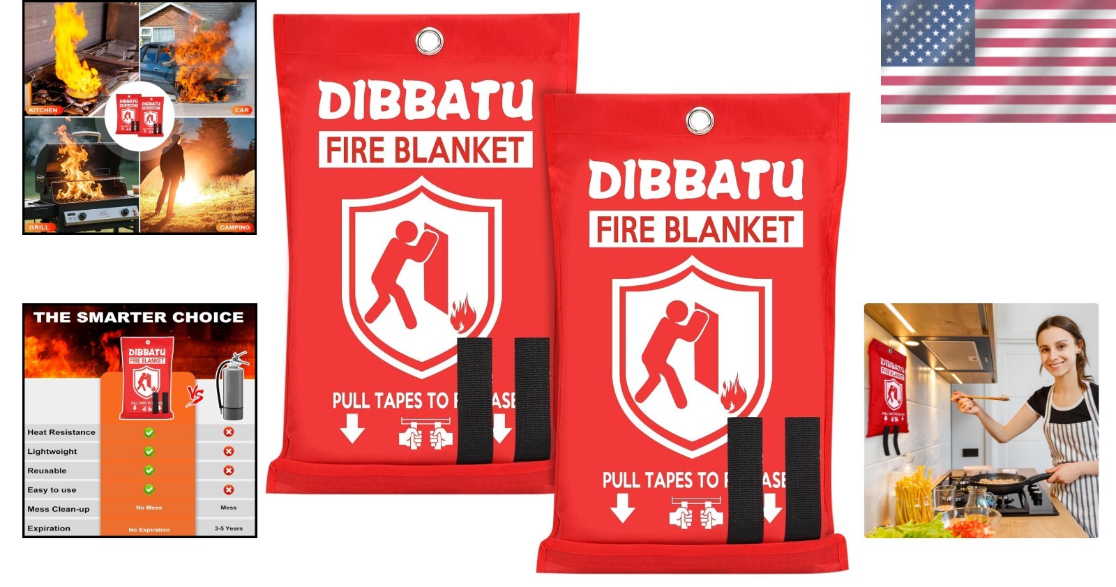 2 Pack Fire Blankets for Home, Kitchen & Grill – Essential Flame Retardant