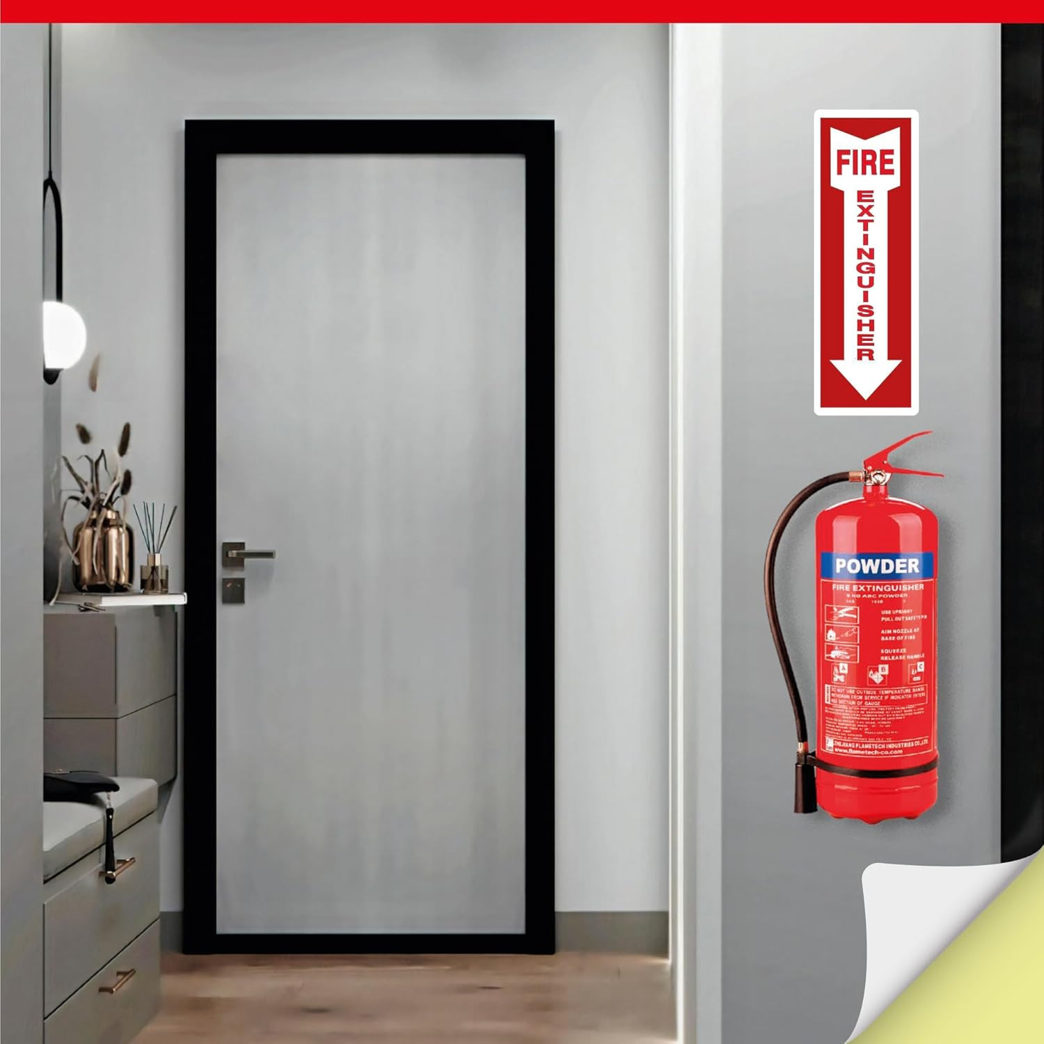 Pack of 12 Fire Extinguisher Stickers 4″x 12″- 5 Mil Vinyl – Fire Extinguisher S