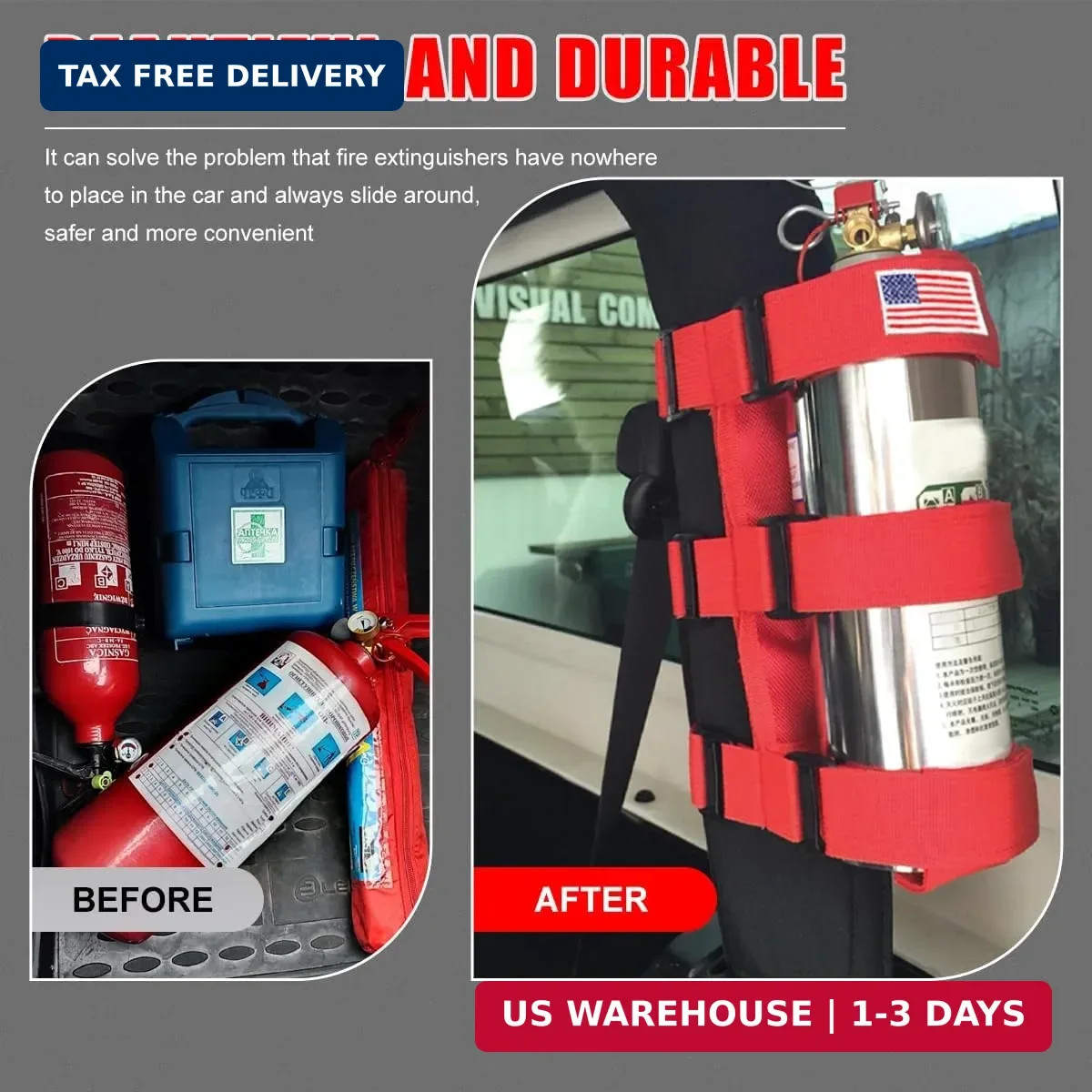 Fire Extinguisher Holder, Adjustable Roll Bar Extinguisher Fixed Belt with USA F