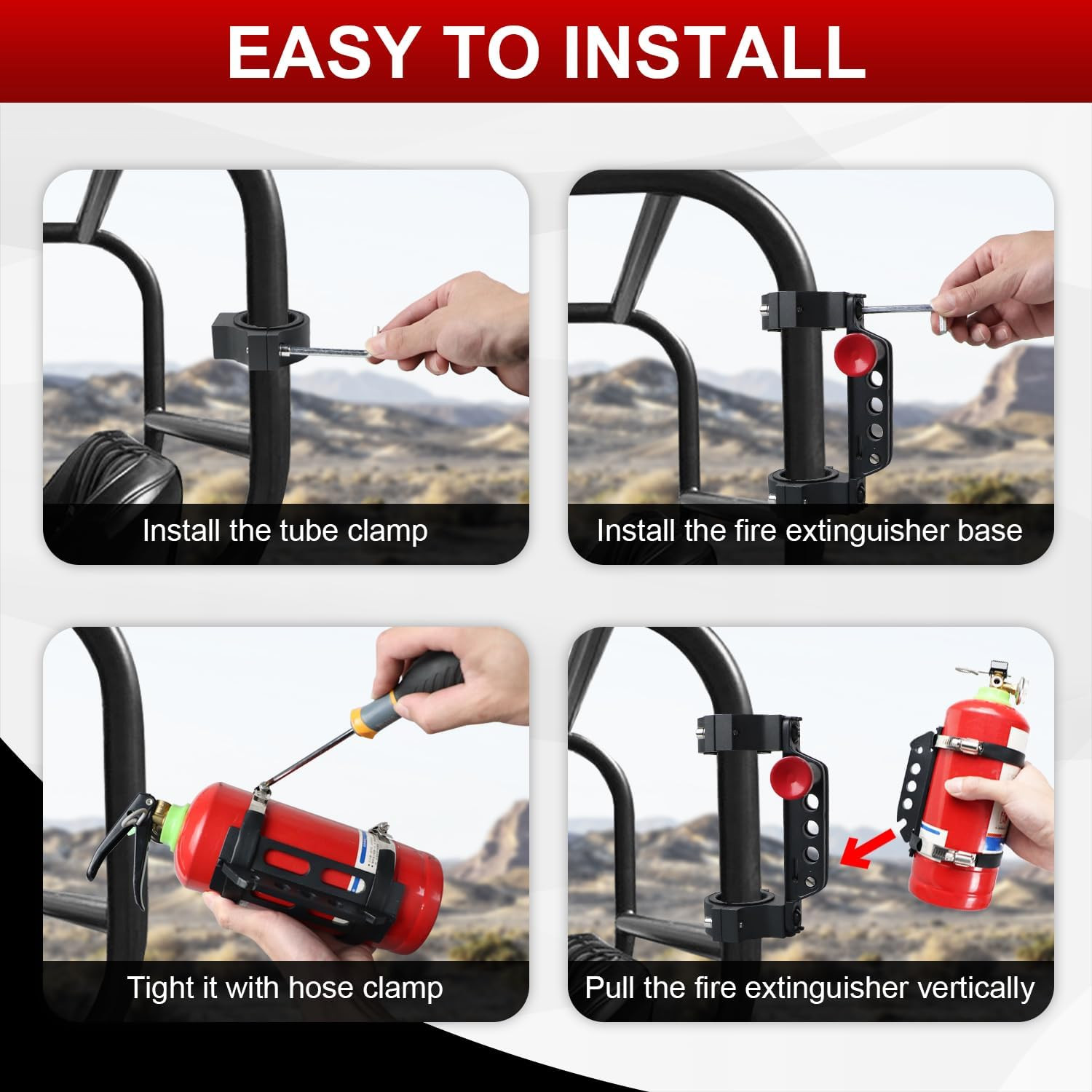 Quick Release Roll Bar Fire Extinguisher Mount Holder Bracket Kits Compatible wi