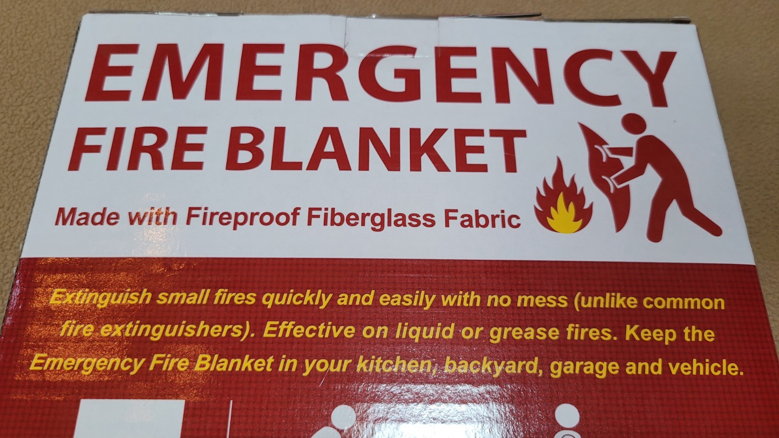 Emergency Fire Blanket 39” x 39” Kitchen Home Fiberglass Fireproof Heat Shield