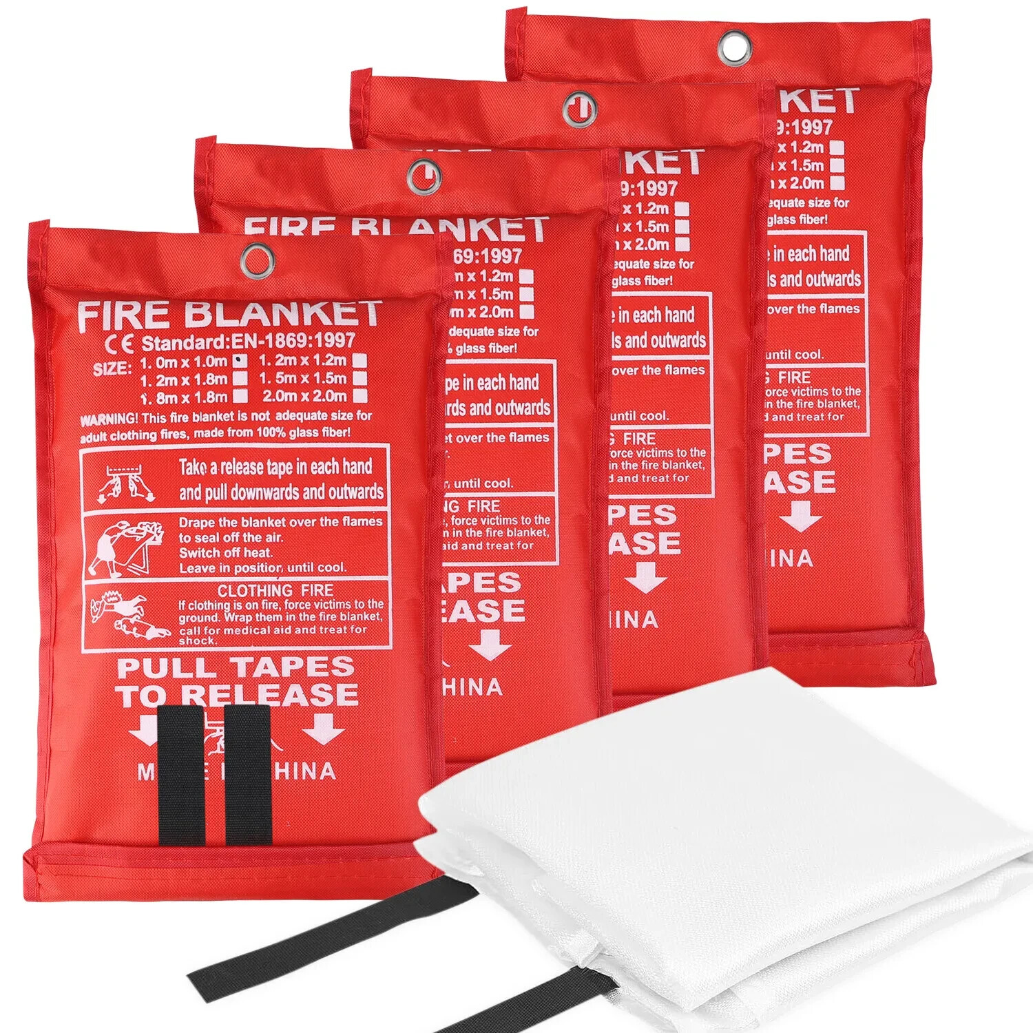 4 PC * 39”x39” Retardant Blankets Large Fire Blanket Fiberglass Emergency