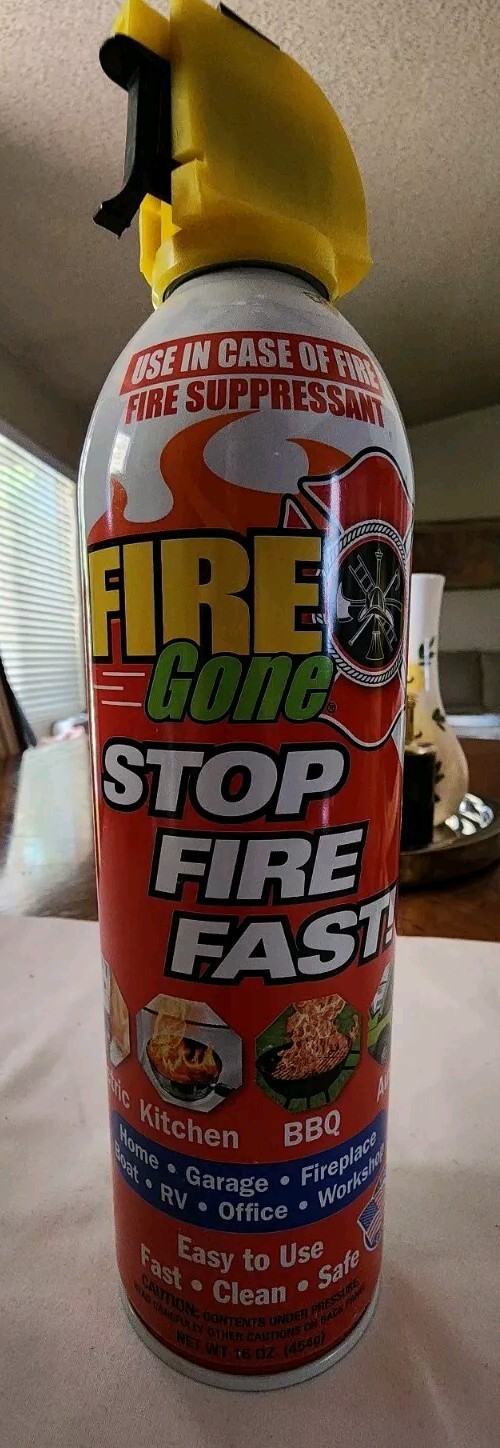 Fire Suppressant Fire Stopper gone, Fire Fighter, Fast Use In Case Of Fire 16oz