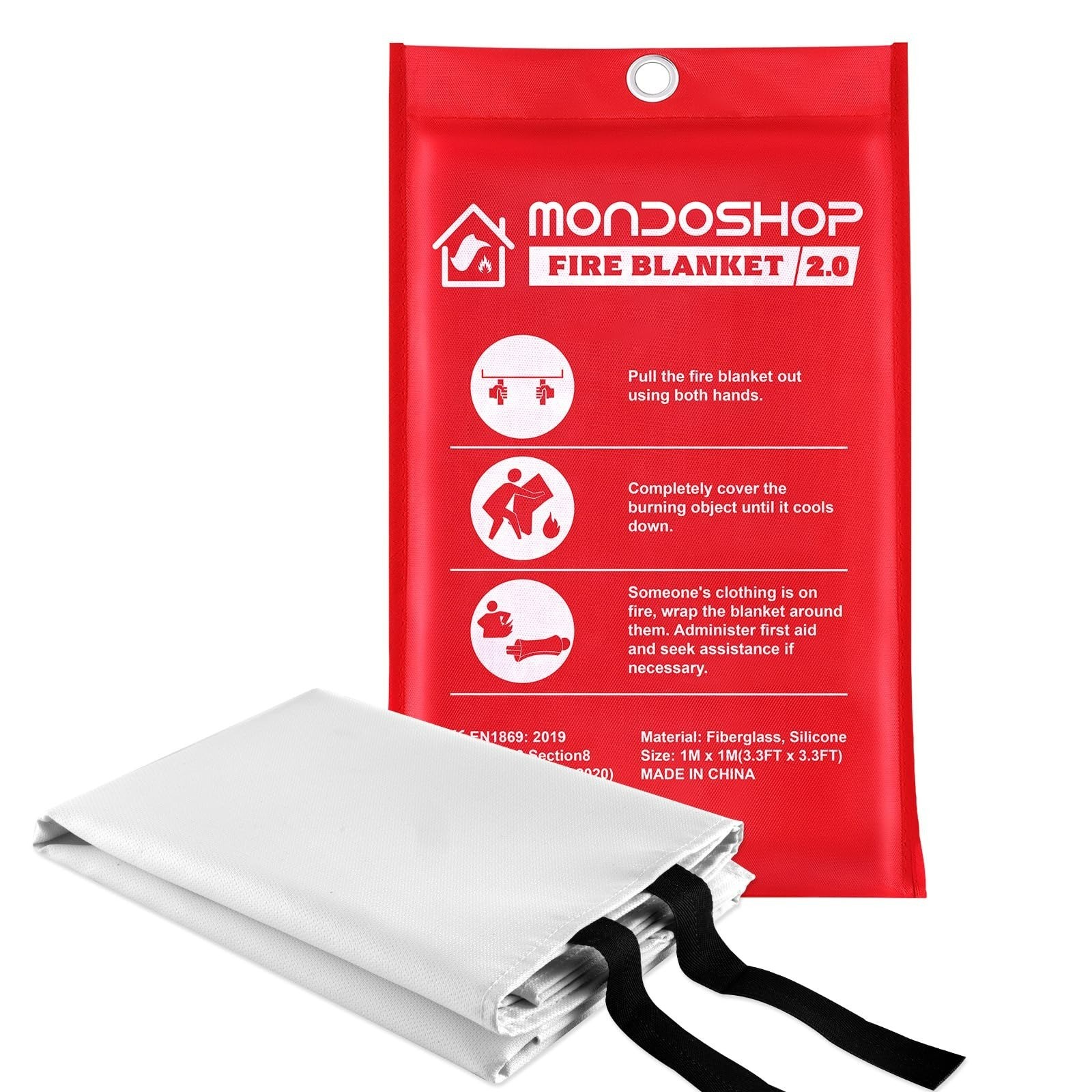 Mondoshop Fire Blanket Emergency Retardant for Home Kitchen Camping 2-Pack