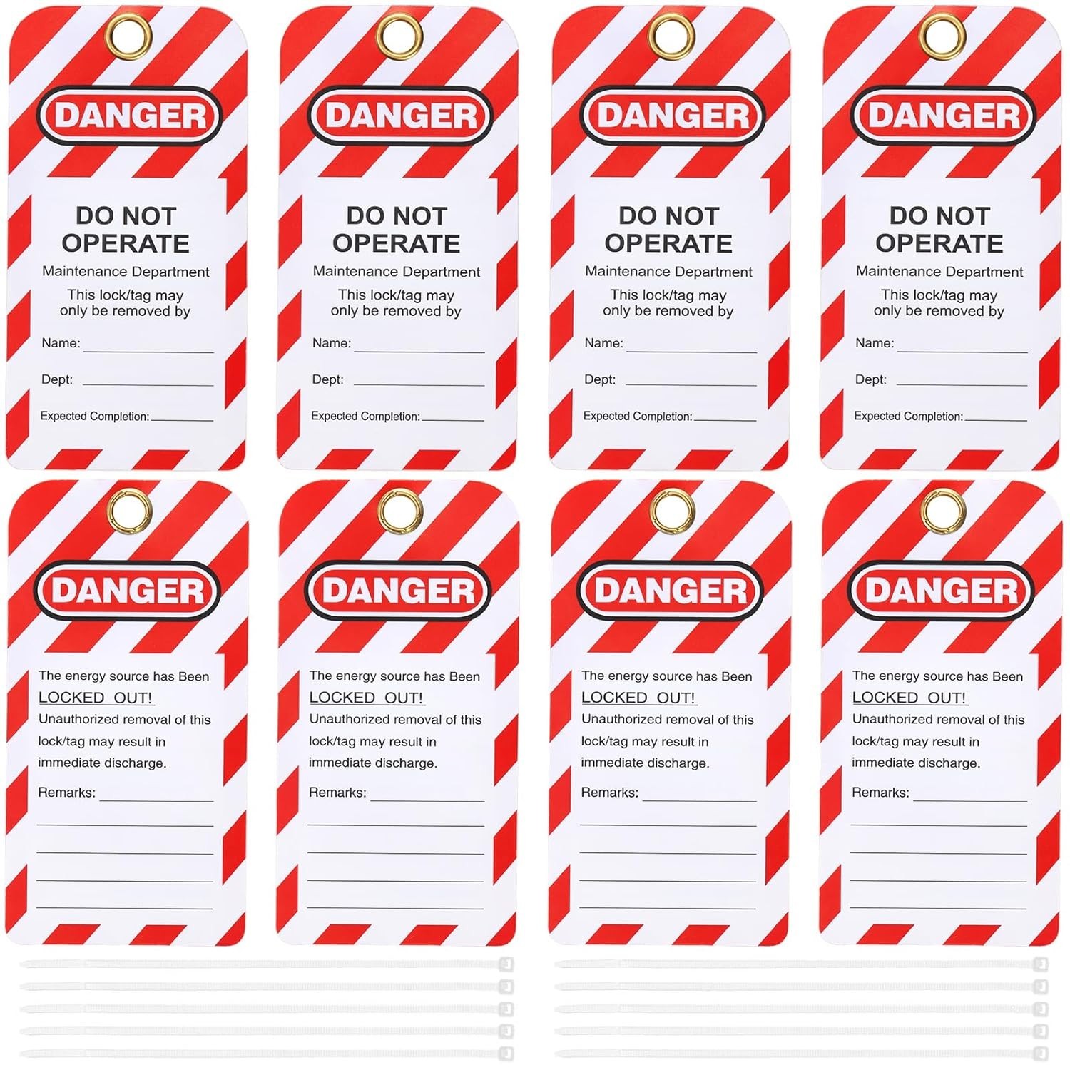 Lockout Tagout Tags Do not Operate Equipment Labels with Zip Ties OSHA, 50 Pcs