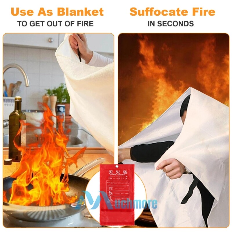 1~2pc FIRE BLANKET Fiberglass Emergency Home Retardant Prepared Large 47”x47”