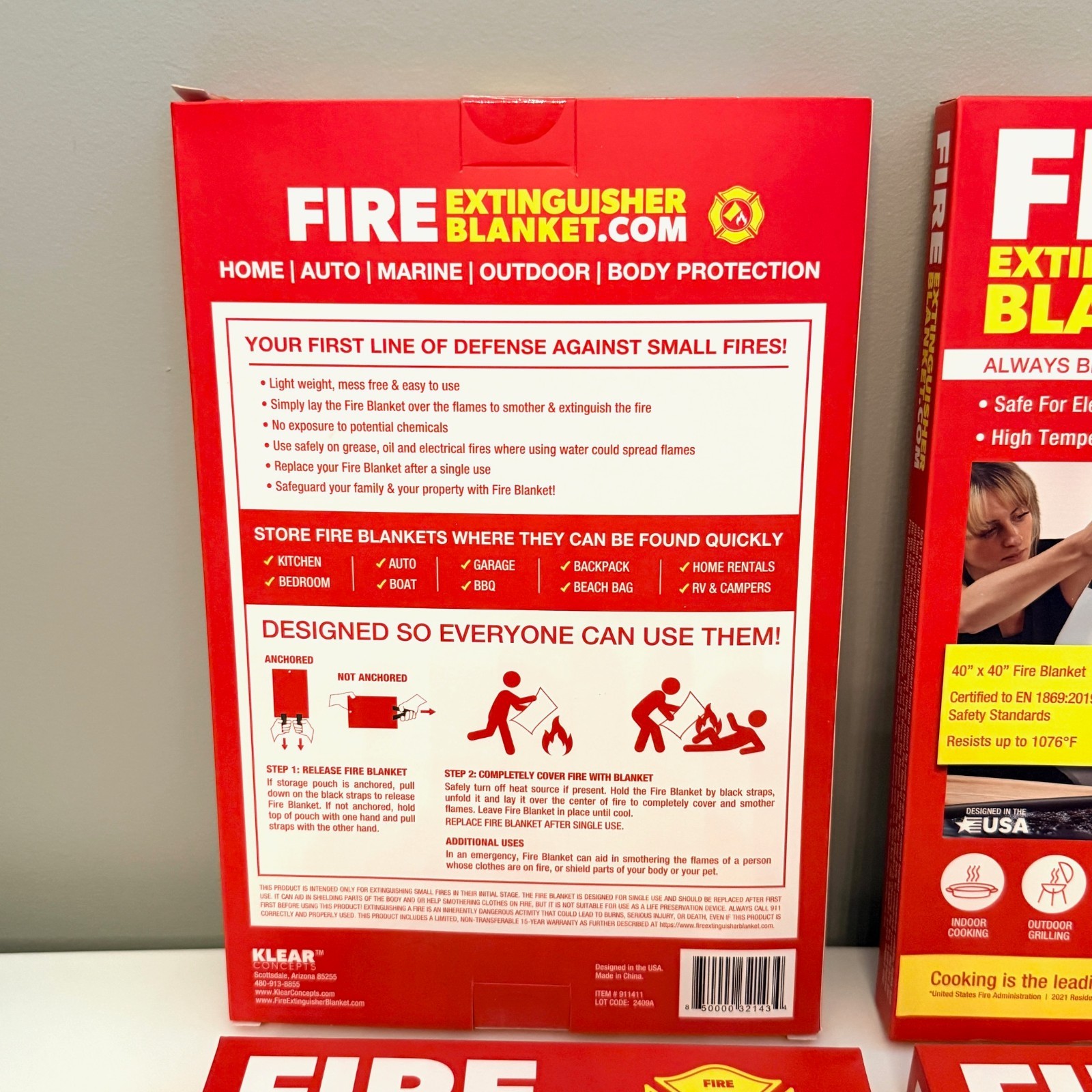 KLEAR CONCEPTS FIRE EXTINGUISHER BLANKET 40″ X 40″ FLAME RETARDANT NEW LOT X4