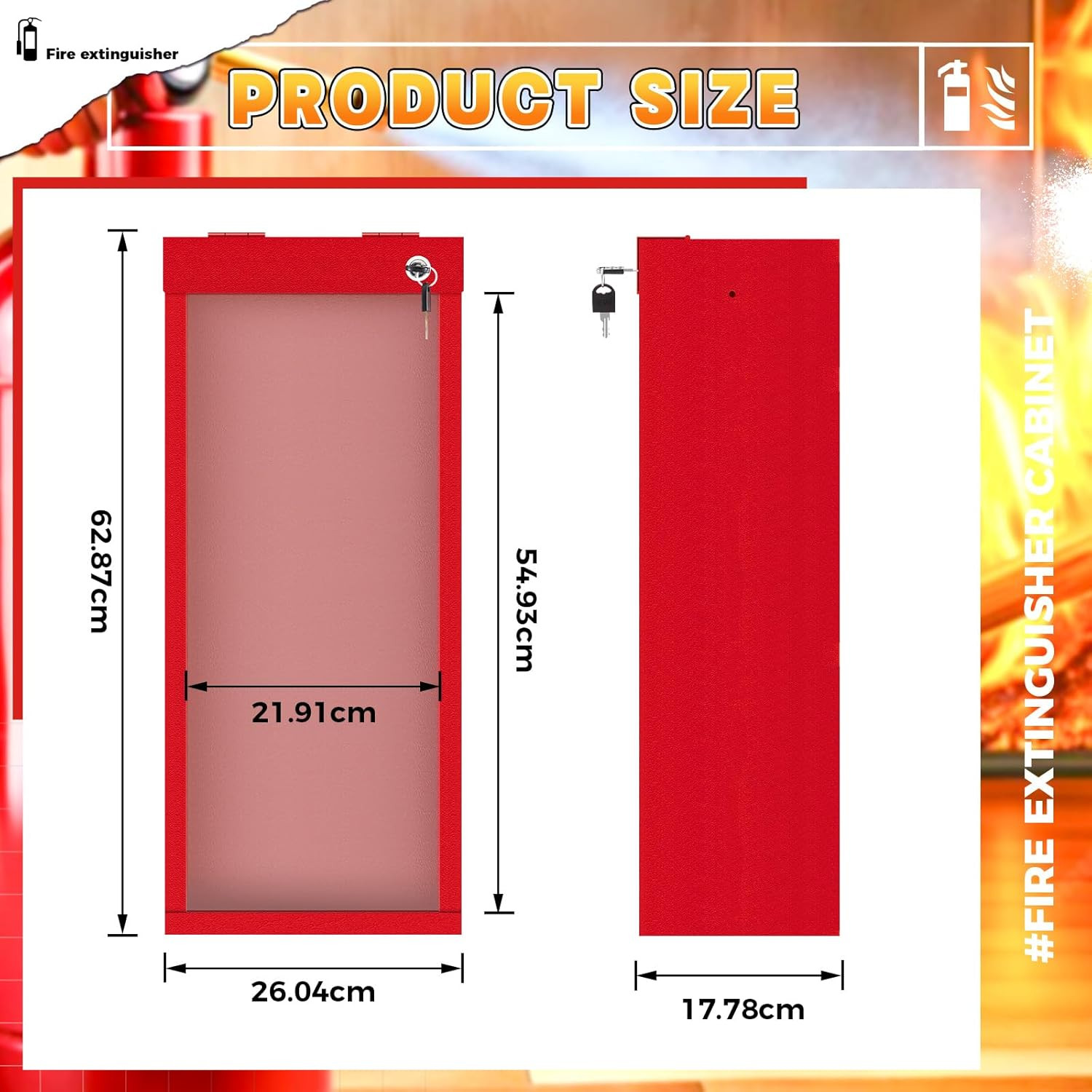 Heavy Duty Red Fire Extinguisher Cabinet – 2 Pack, Wall & Surface Mount