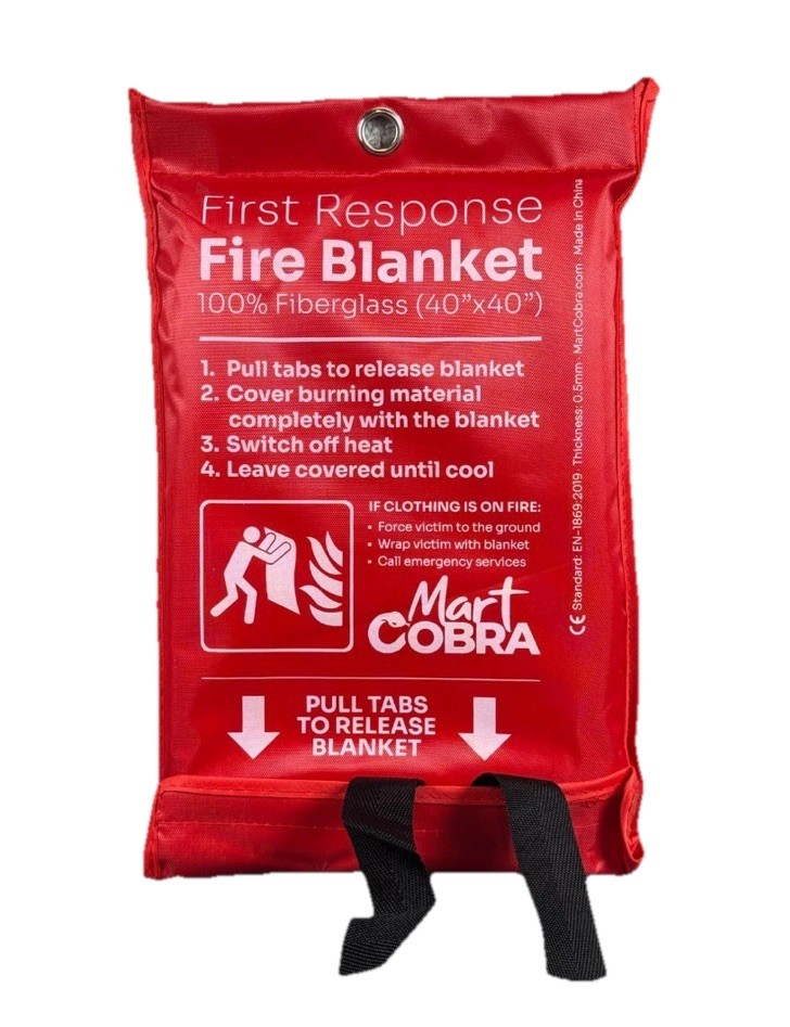 Mart Cobra First Response Emergency Fire Blanket 40″ X 40″ 100% Fiberglass Flame