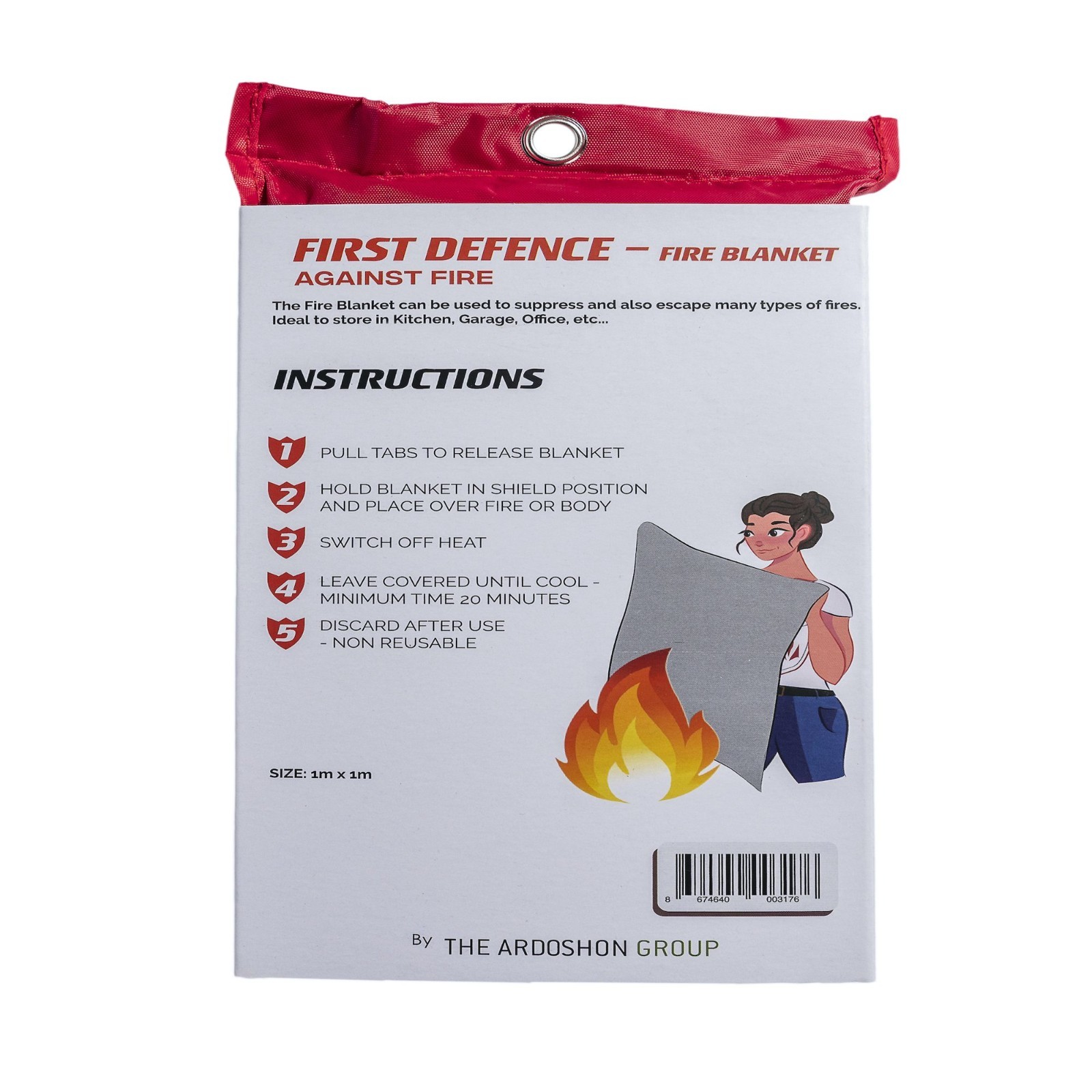 Fire blanket X-large flame-resistant fabric 72 x 72″ Unfolded Woven Fibreglass