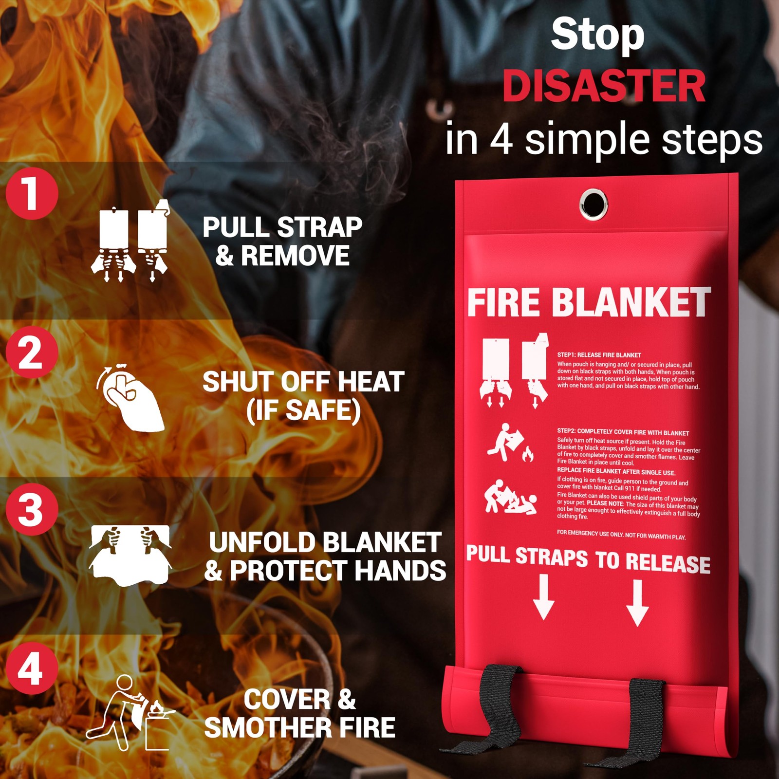 National Park Foundation Partner Emergency Fire Blanket, 40”x40” UM9 Fibergla…