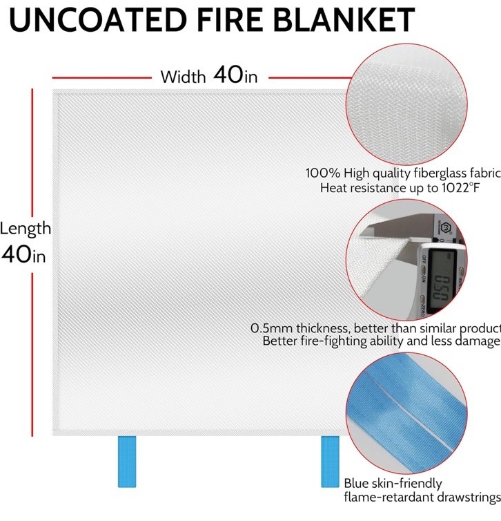 Black pro Emergency Fire Blanket, Fire Retardant Blanket, 2 Pack