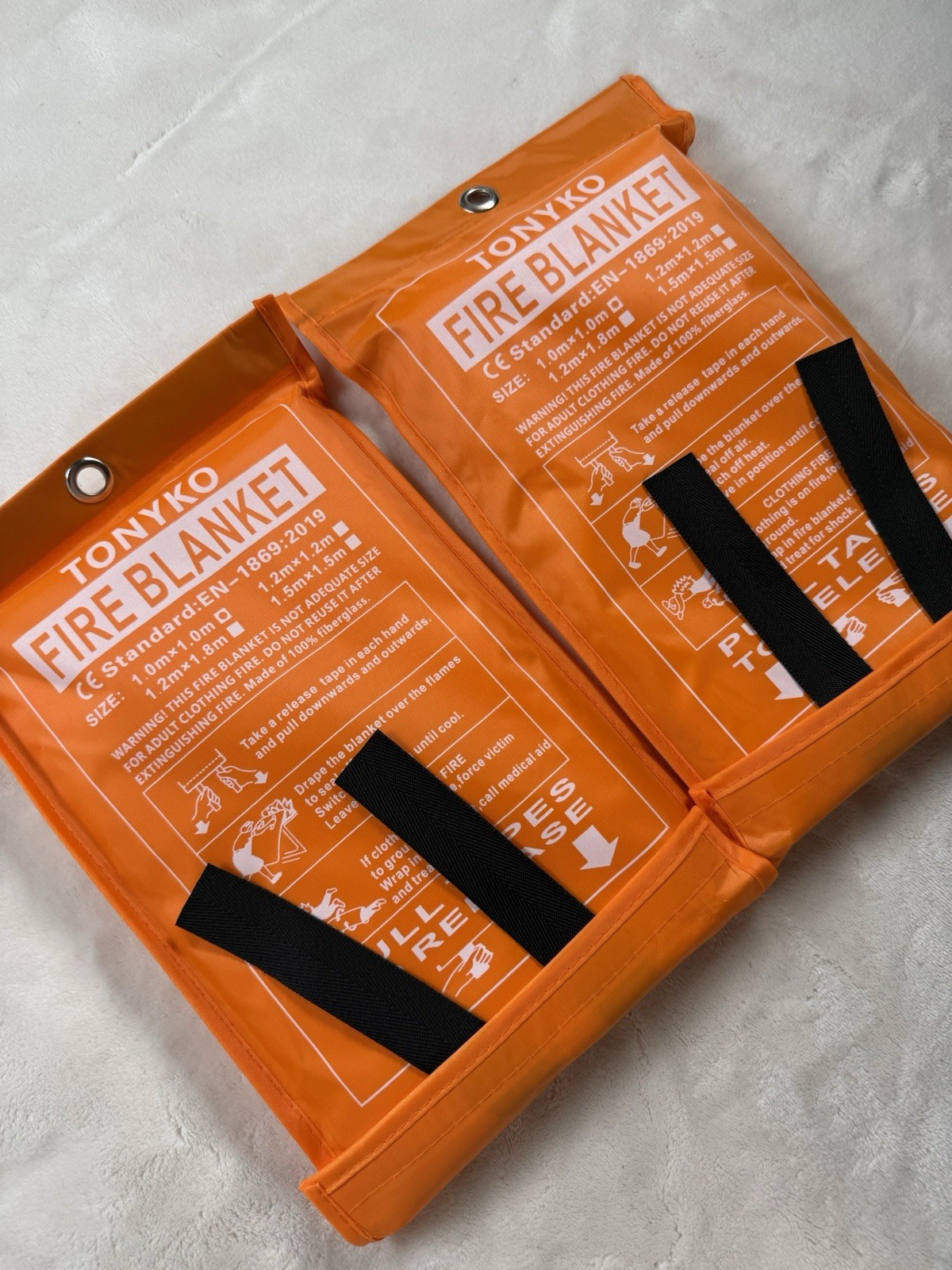 Tonyko Premium Fire Blankets (2) 1.0m x 1.0m 1869:2019 Home Office Emergency