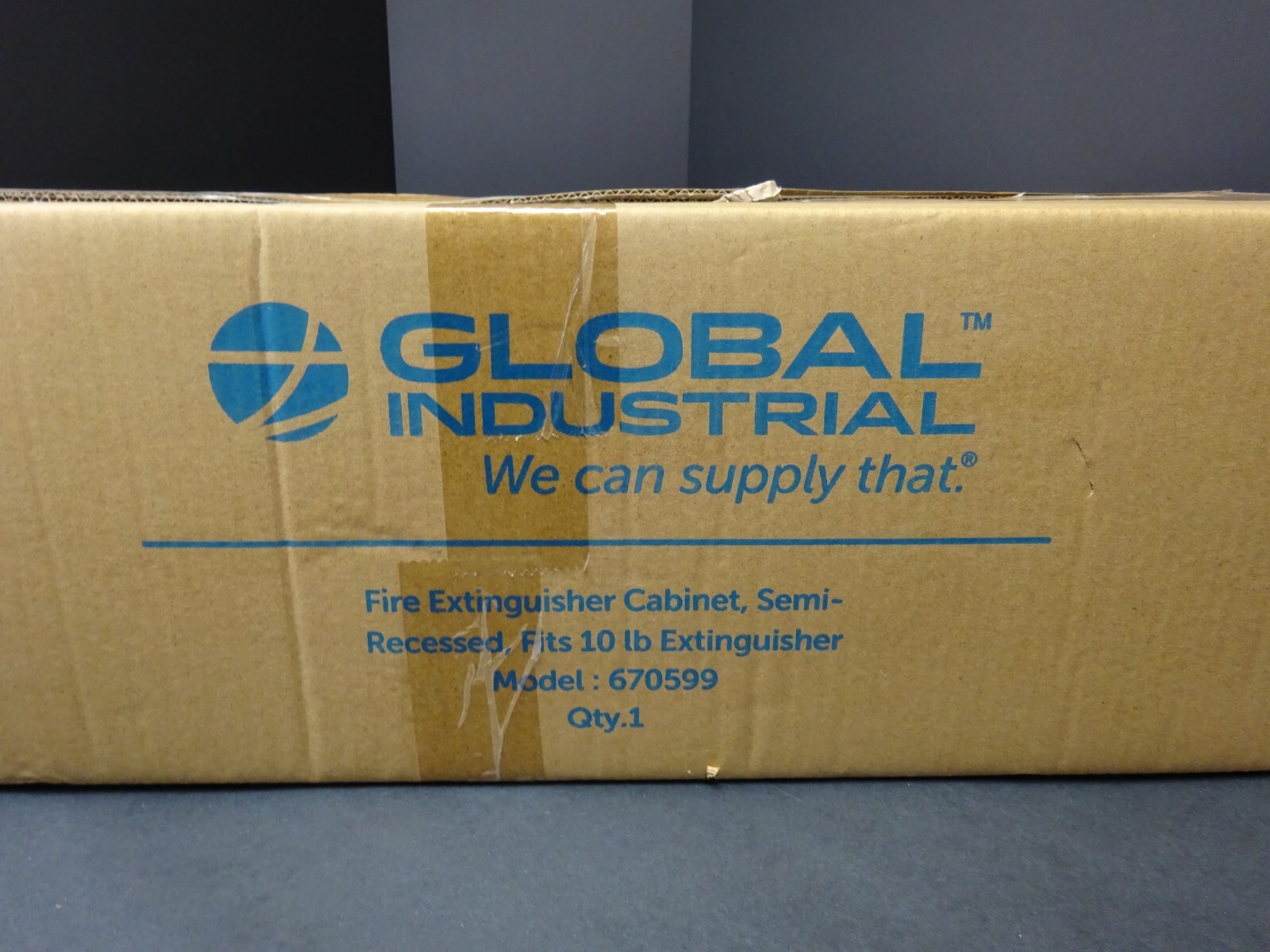 Global Industrial Fire Extinguisher Cabinet Semi-Recessed Fits 10 Lbs.