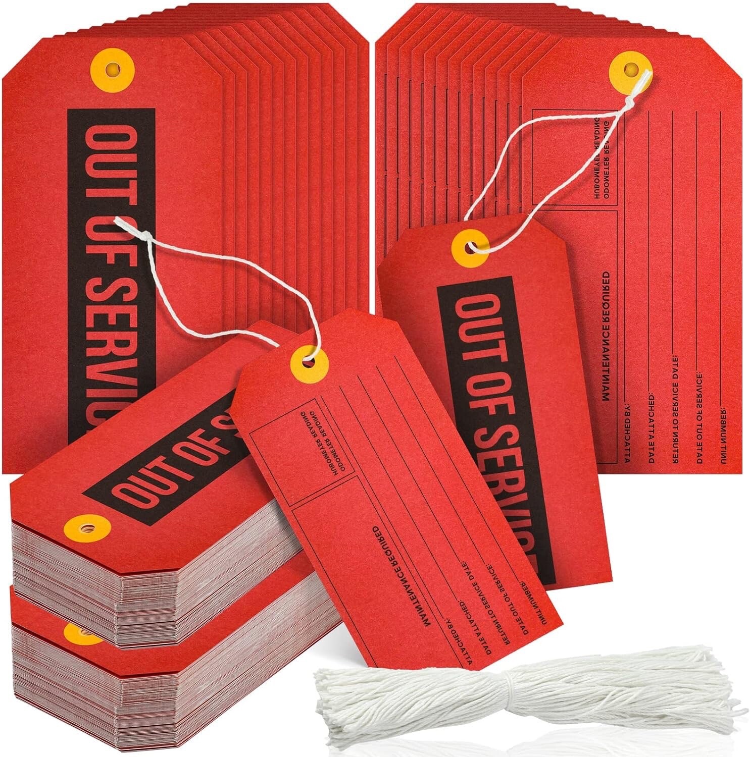 🎯50-Out of Service Tags Red Tags W/string Maintenance Required Tags 2.4″ X 4.7″
