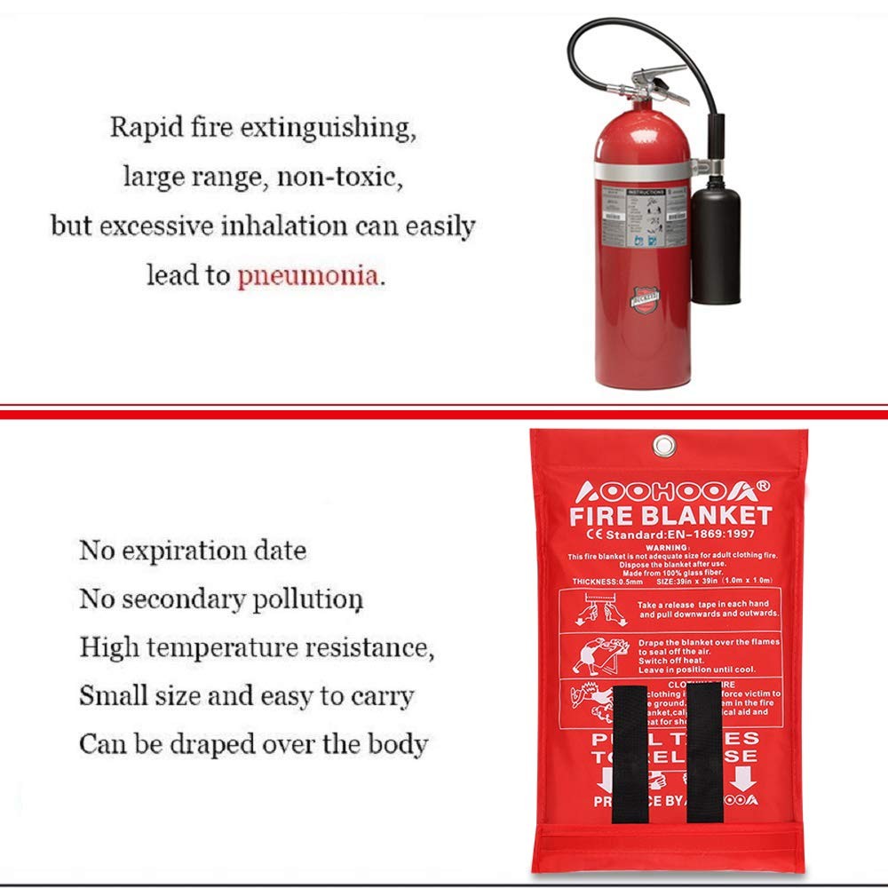 AOOHOOA Fire Blanket Fiberglass Emergency Fire Safety Blankets Flame Retardant P