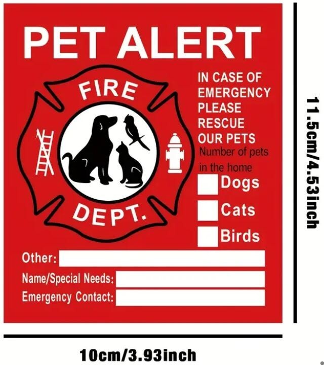 FIRE PREVENTION BUNDLE Fiberglass Fire Blanket Pet Alert & Extinquisher Stickers