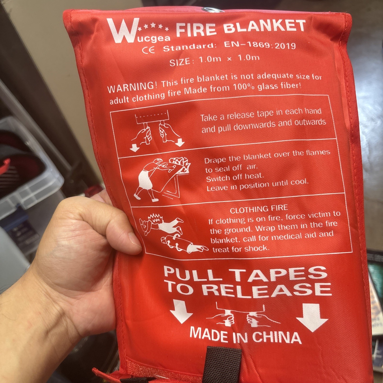 FIRE BLANKET Fiberglass Hero Emergency Home Retardant Prepared 39”x39”,1mx1m