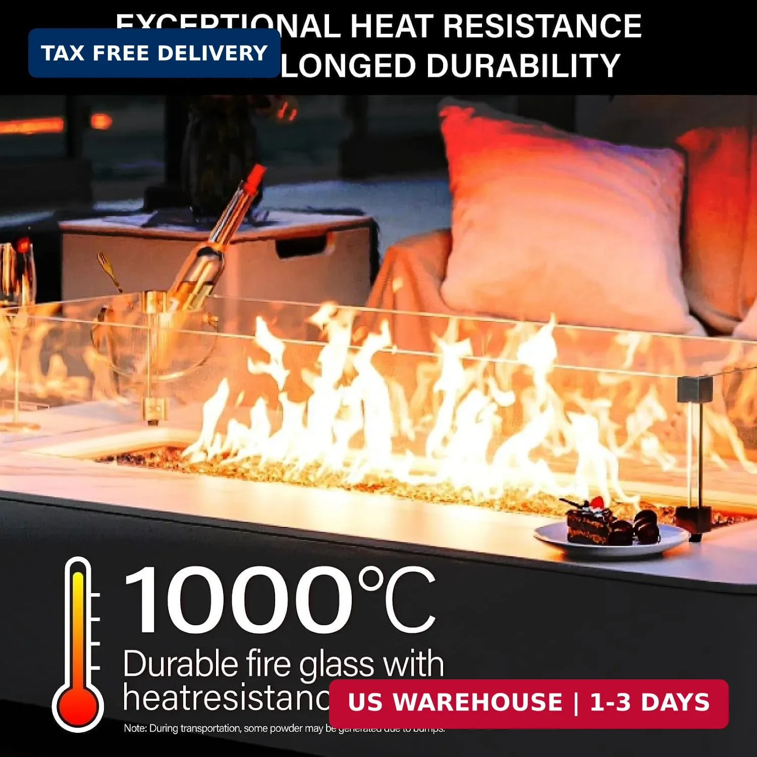 NUPICK 20 Pound Fire Glass, 1/2 Inch Reflective Fire Glass, Fit with Fire Pit an